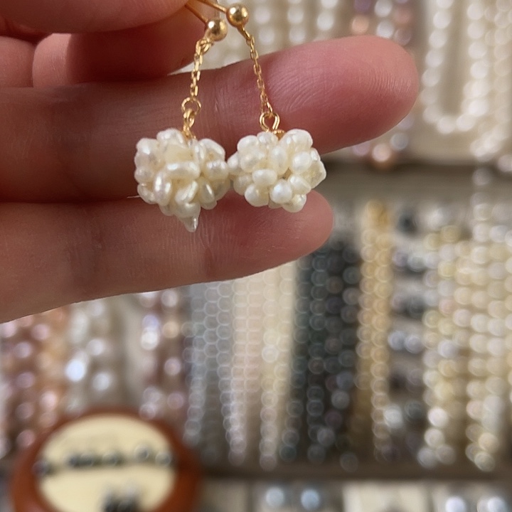 银S925镶嵌淡水珍珠耳饰