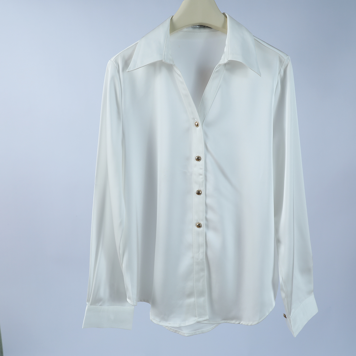 R-8506 上身超有气质！春夏女士时尚简约纯色宽松休闲百搭衬衫