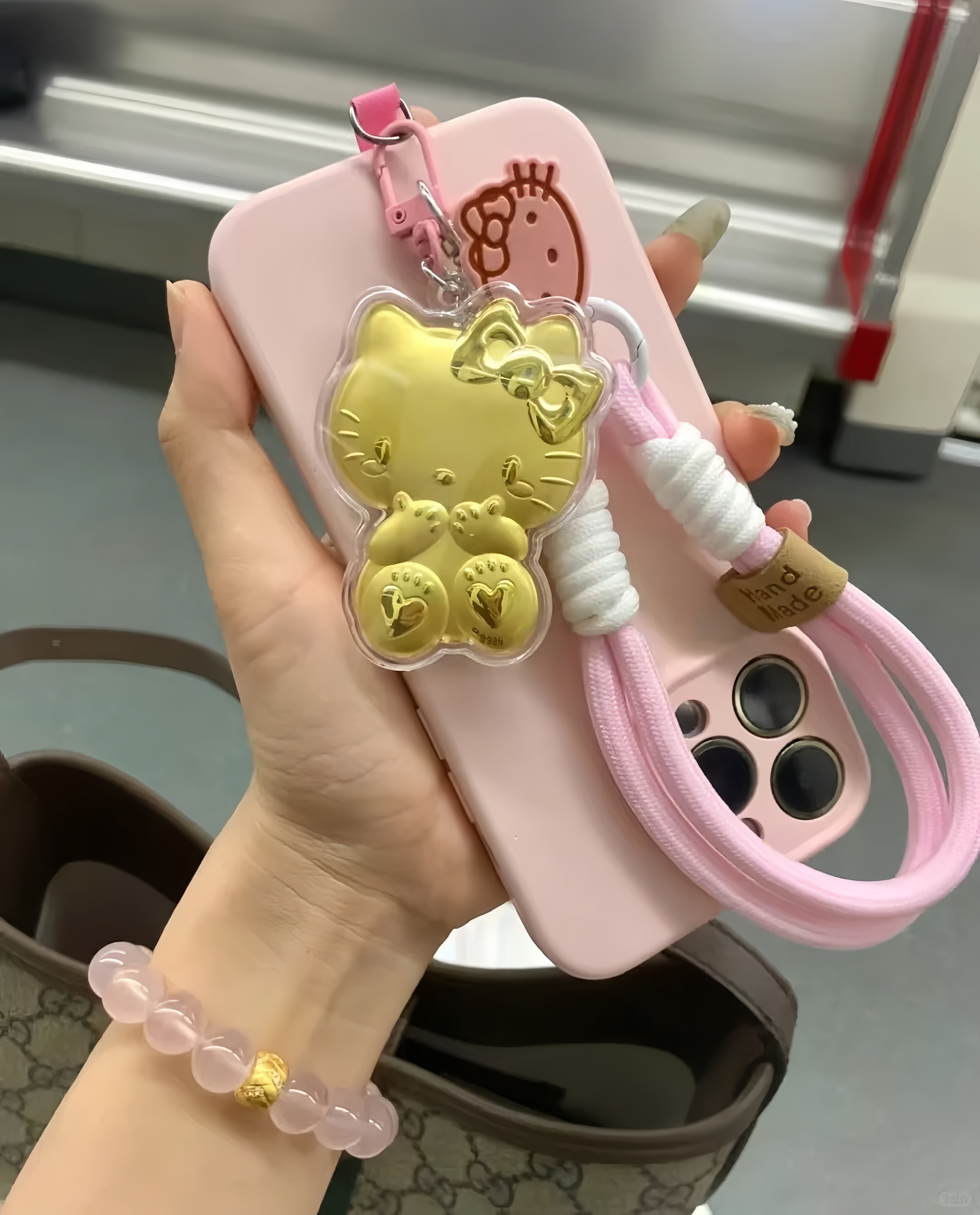【主播代拆】卡通手机挂爱心饼钥匙扣七夕节送女友闺蜜生日礼物