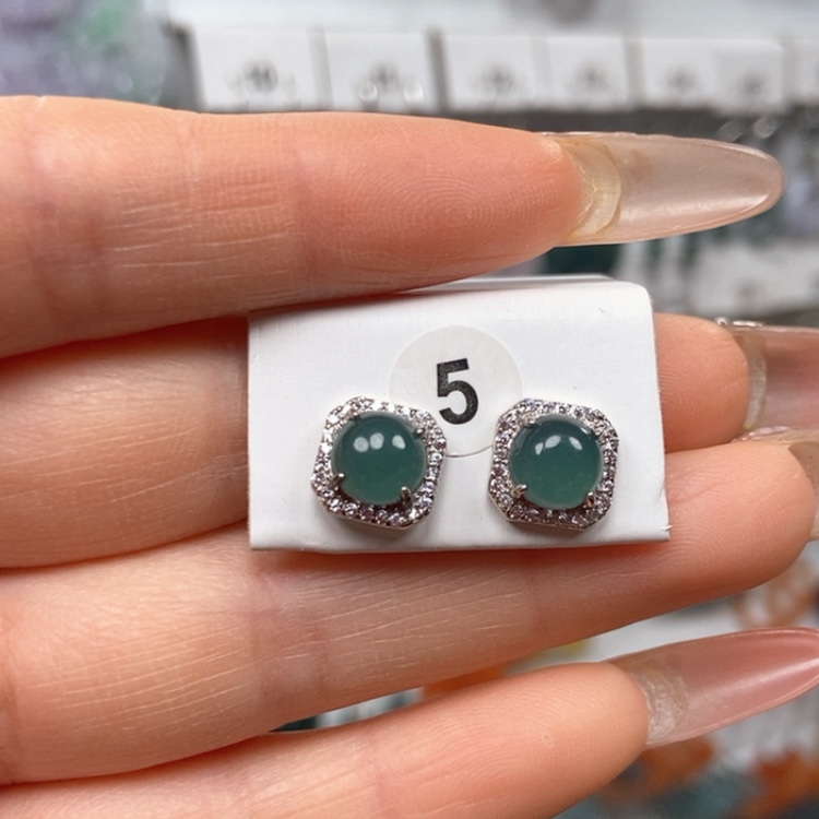 【闪购商品】翡翠耳饰银S925镶嵌耳饰