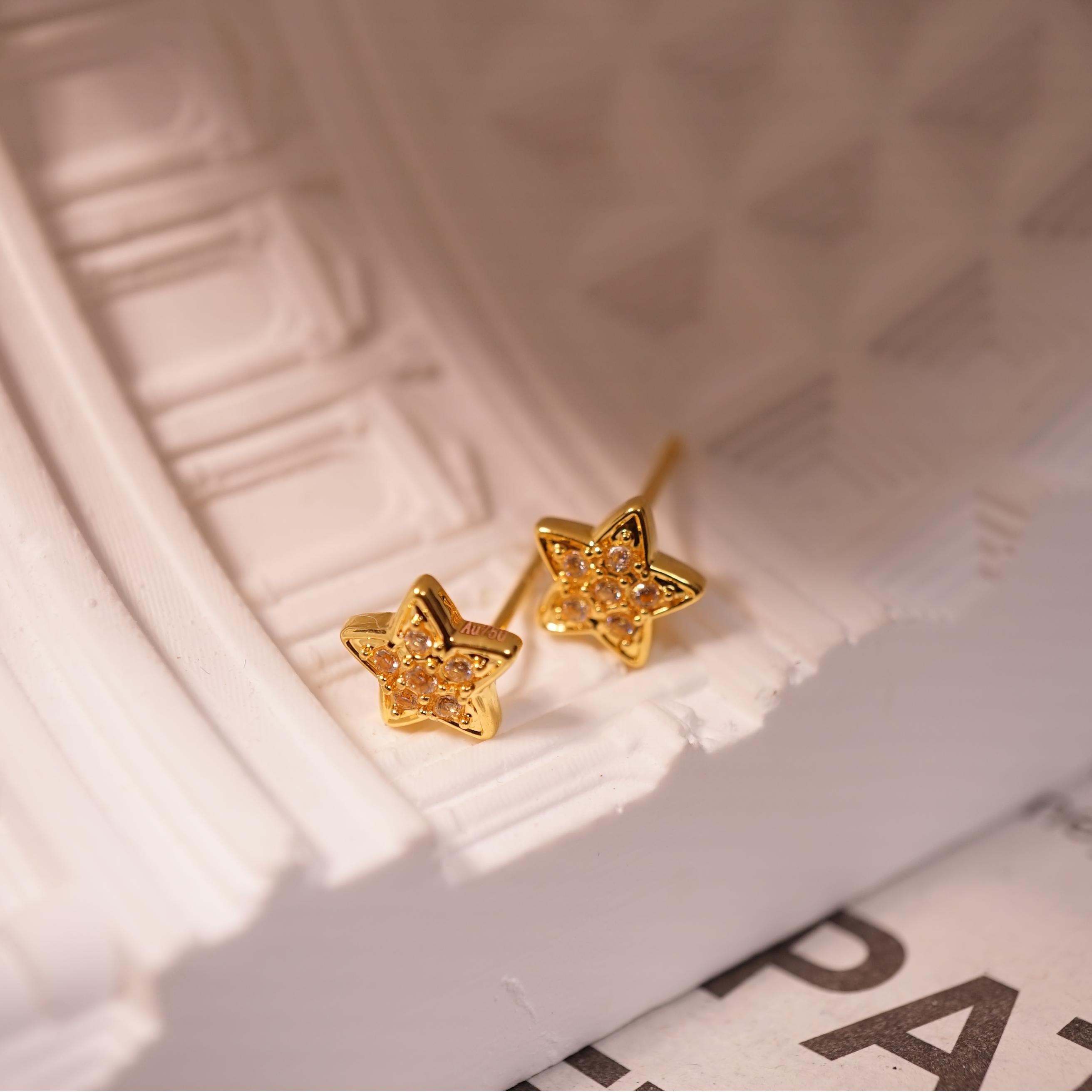 【先检后发】SY18K金满钻星星耳钉