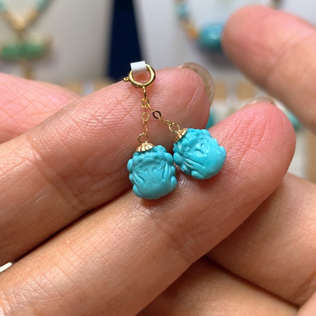 18K金镶嵌绿松石貔貅滴流