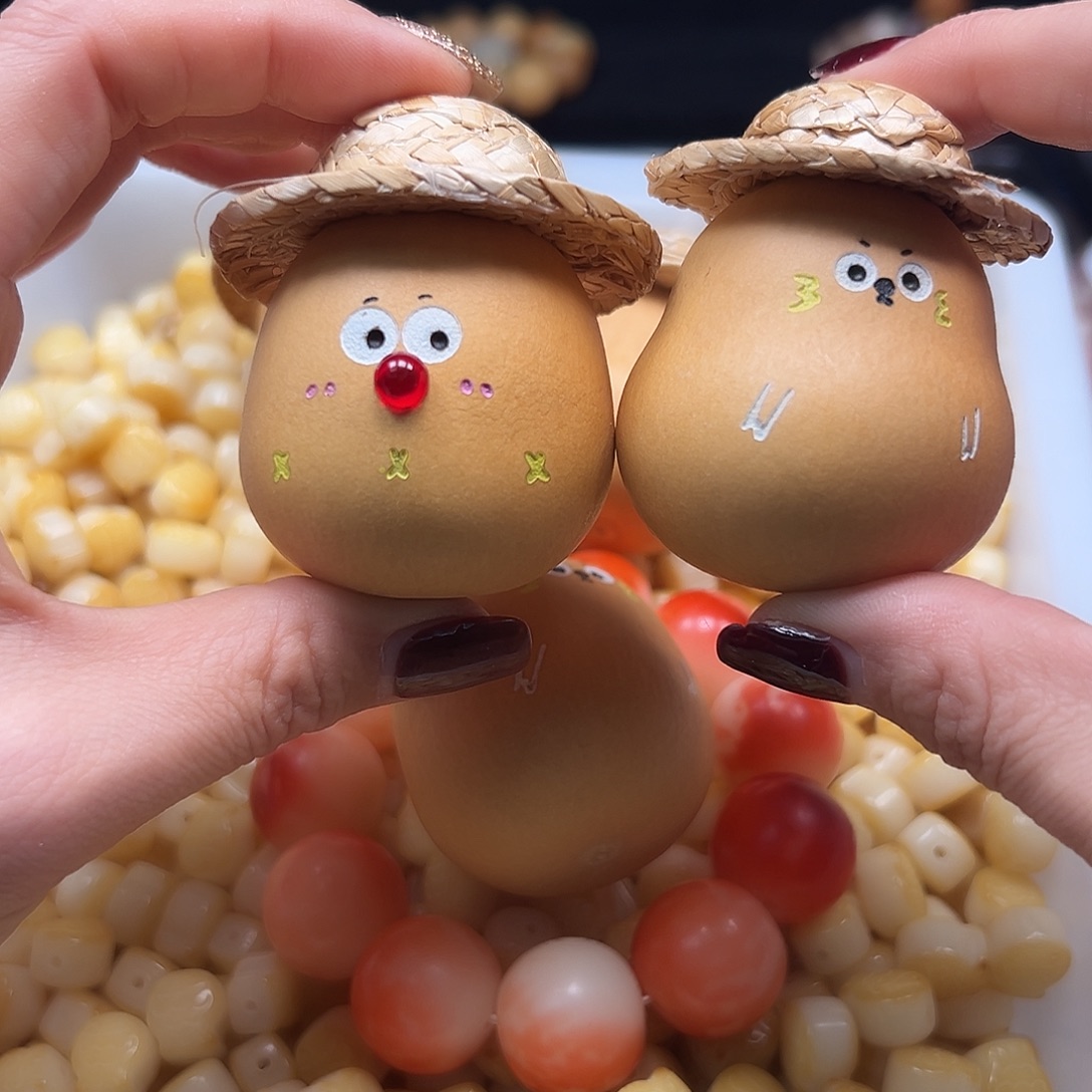 云***彩菩提根/象牙果手串手把件2颗