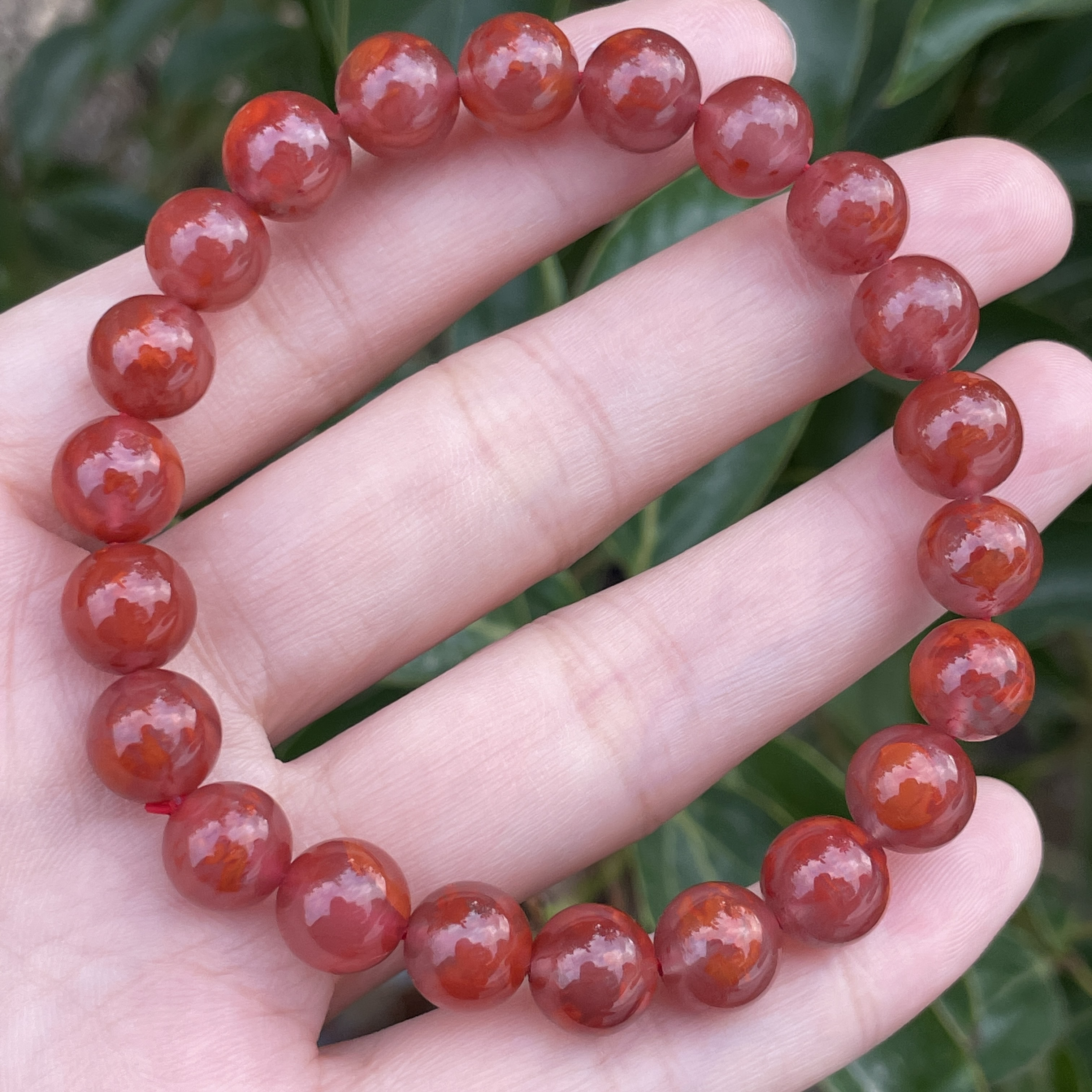 精品南红9mm单圈手串，冰飘火焰纹，非常漂亮