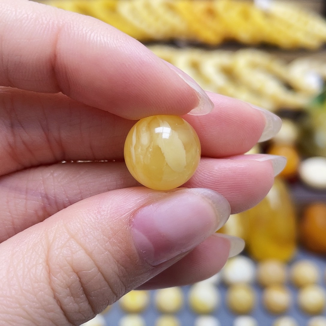 未镶嵌琥珀裸石蜜蜡圆珠13.1mm
