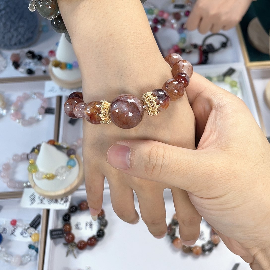 水晶手链银S925镀金镶嵌