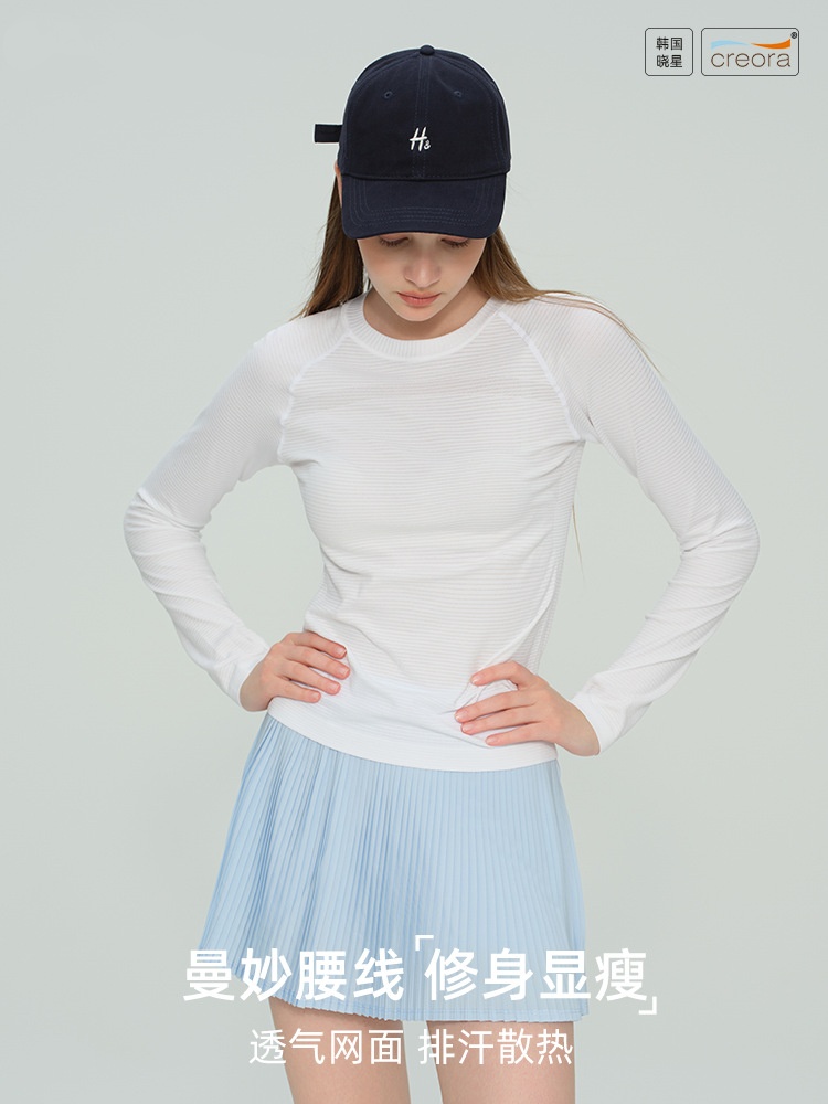 瑜伽服上衣速干运动衣圆领修身吸湿排汗健身服女秋长袖CX53017