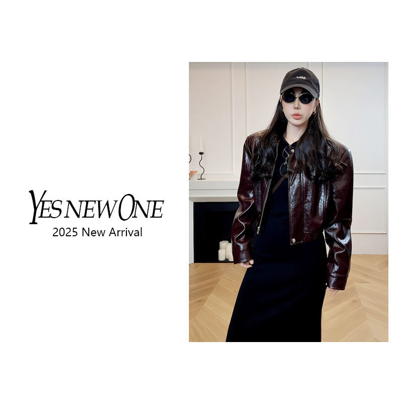 【大蟲家】高定中古风轻奢气质收腰显瘦翻领PU皮短外套  2025秋季