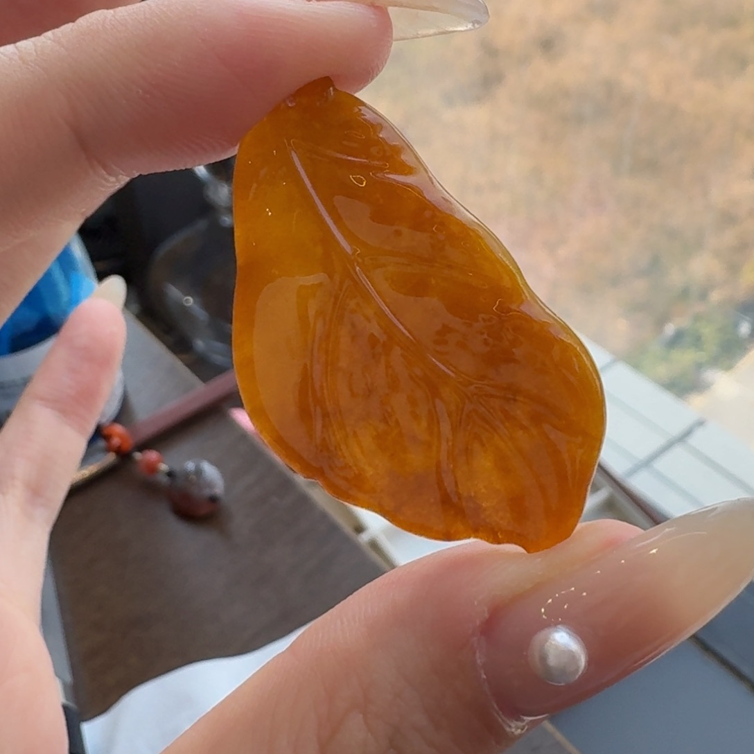 翡翠颈饰未镶嵌随行复古叶子