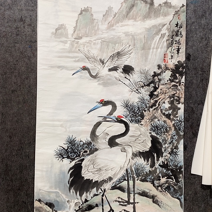 国画四尺整张138:69松鹤图