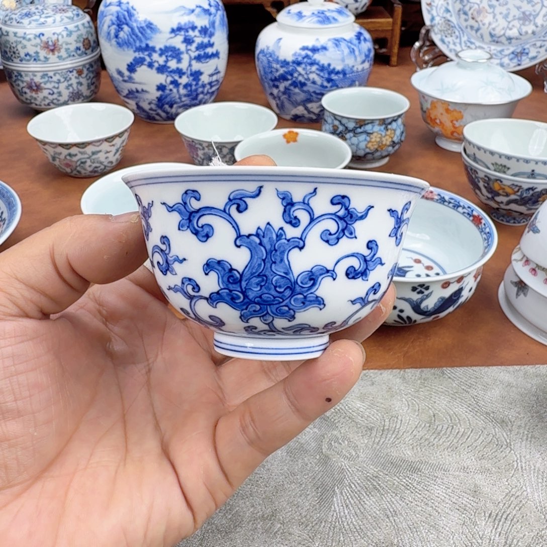陶摆件福利青花单杯