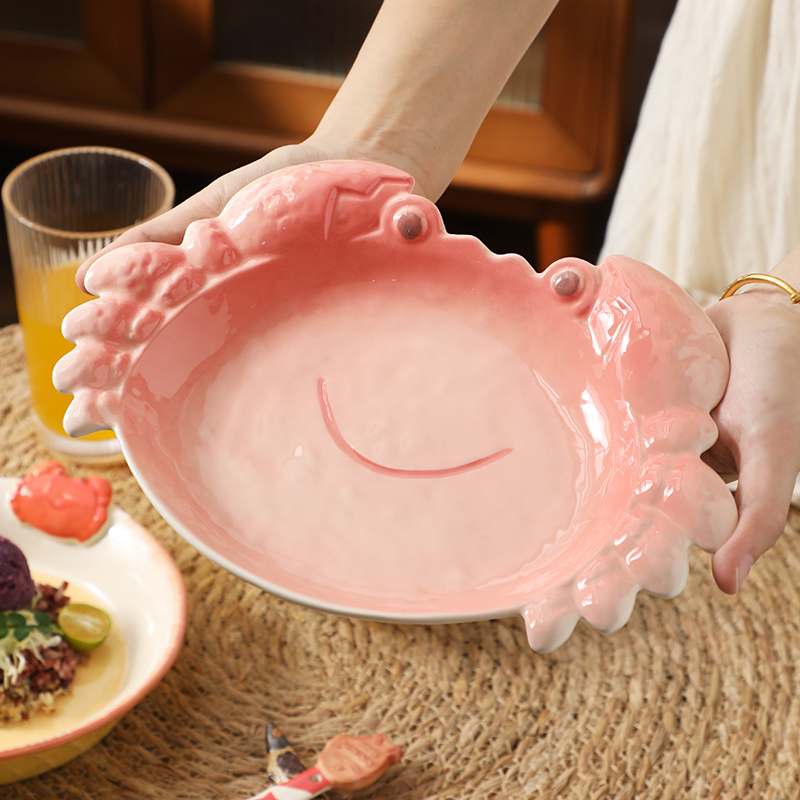【海鲜大餐】陶瓷釉下彩日式手作造型创意盘 家用菜盘