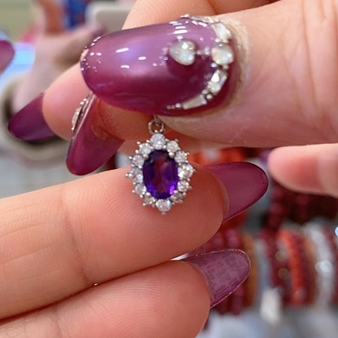 紫晶吊坠(不含链)银S925镶嵌