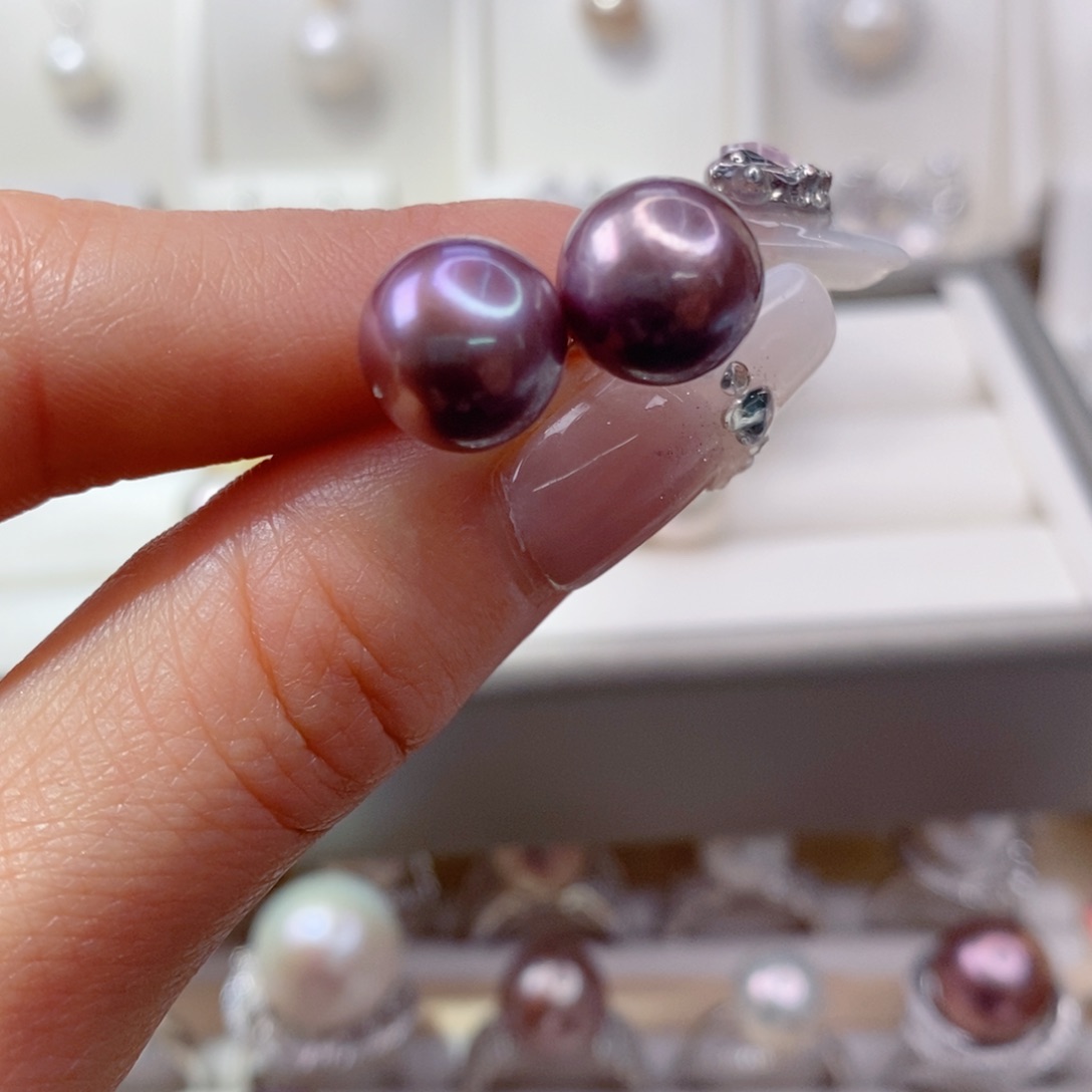 淡水珍珠耳饰银S925镶嵌