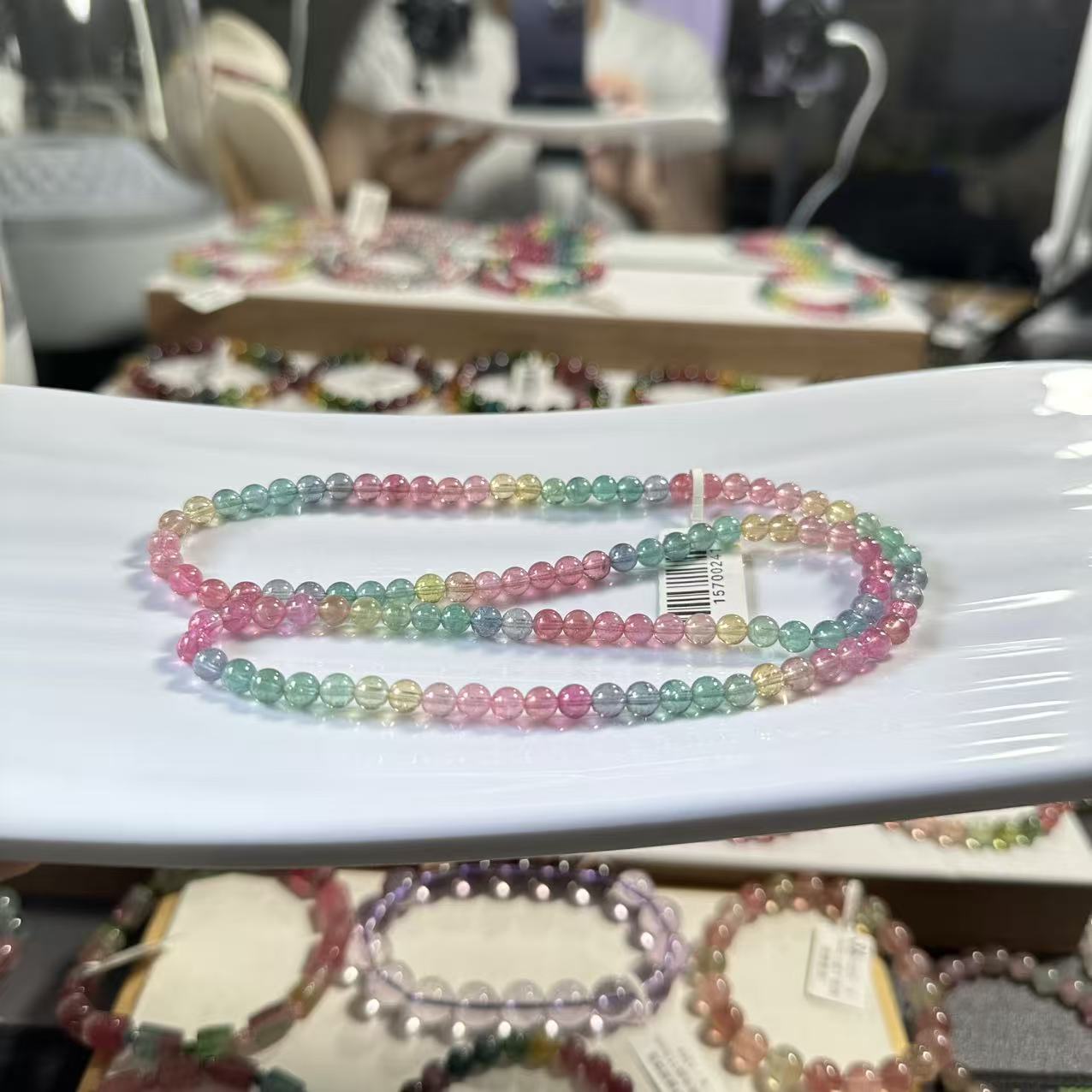 政川碧玺彩虹圈马卡龙荧光色标浅色系多蓝多紫多圈5.2mm