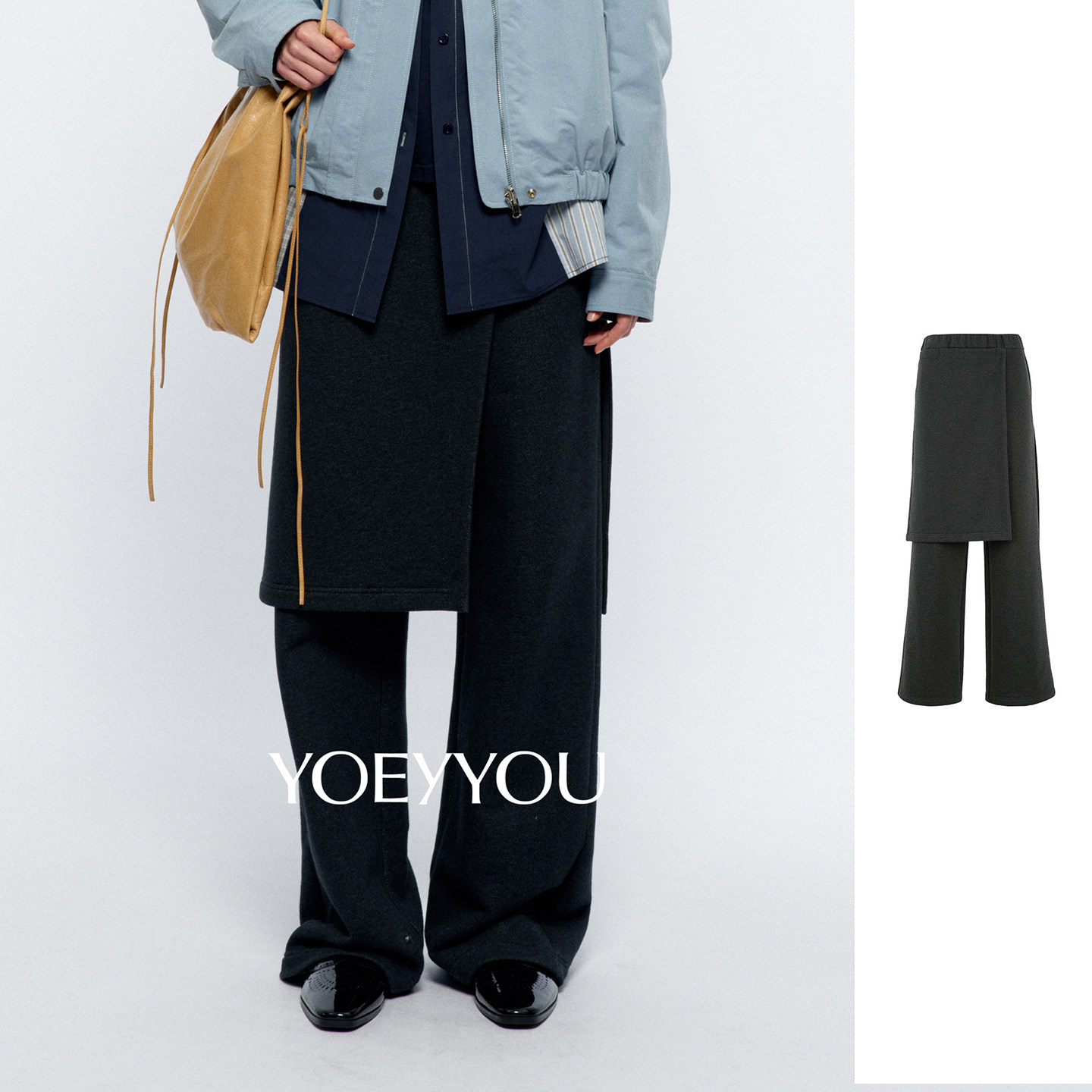 YOEYYOU设计师品牌 搭片叠穿直身长裤时尚女 DSC买手店 BY6Y04103