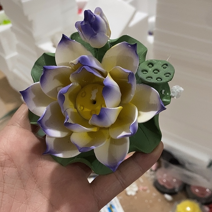 瓷片纯手工陶瓷花摆件瑕