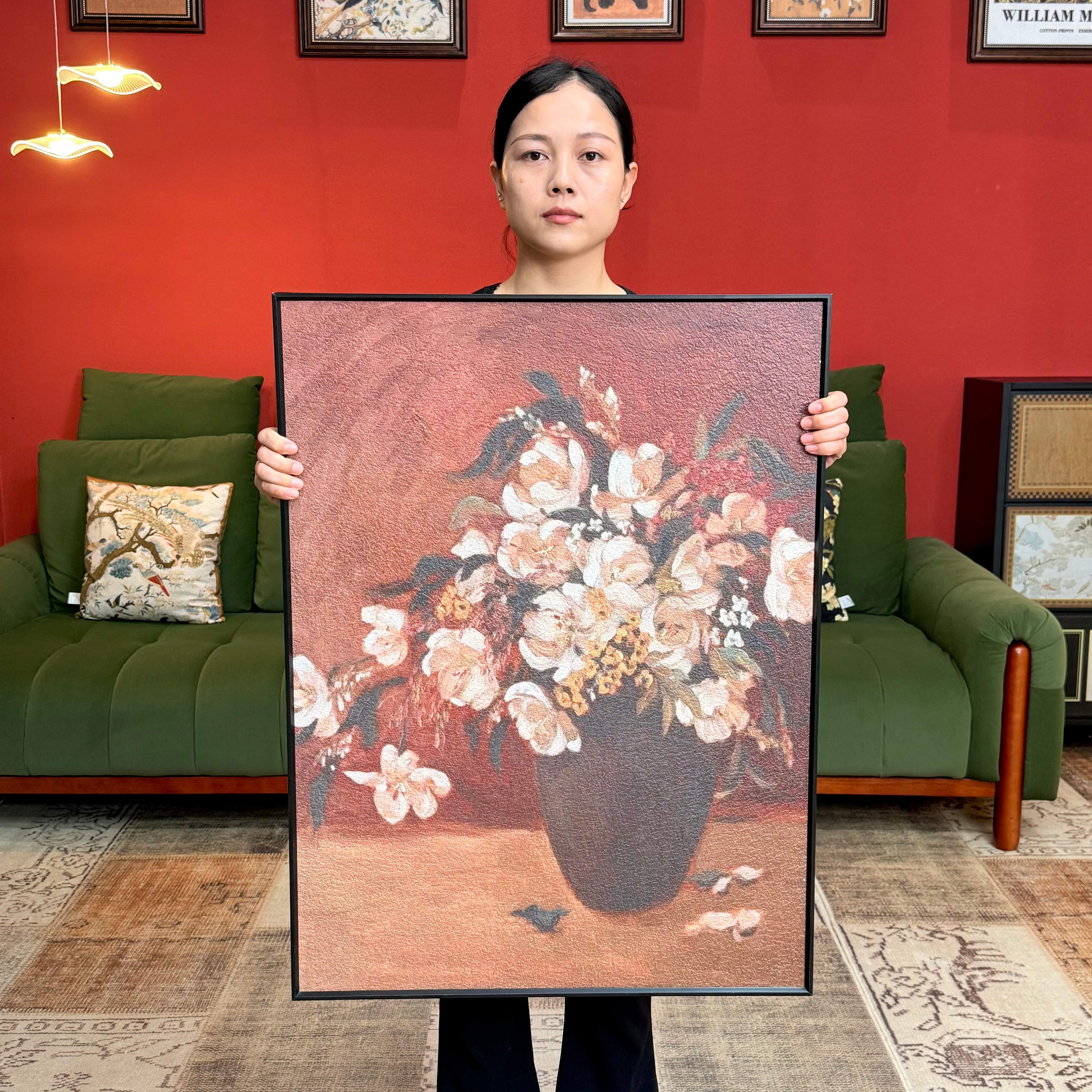 北欧现代花卉瓶子砂岩高级感客厅沙发背景墙G080装饰画6080