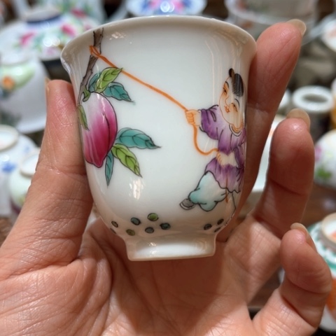 手绘茶杯盖碗壶承陶瓷