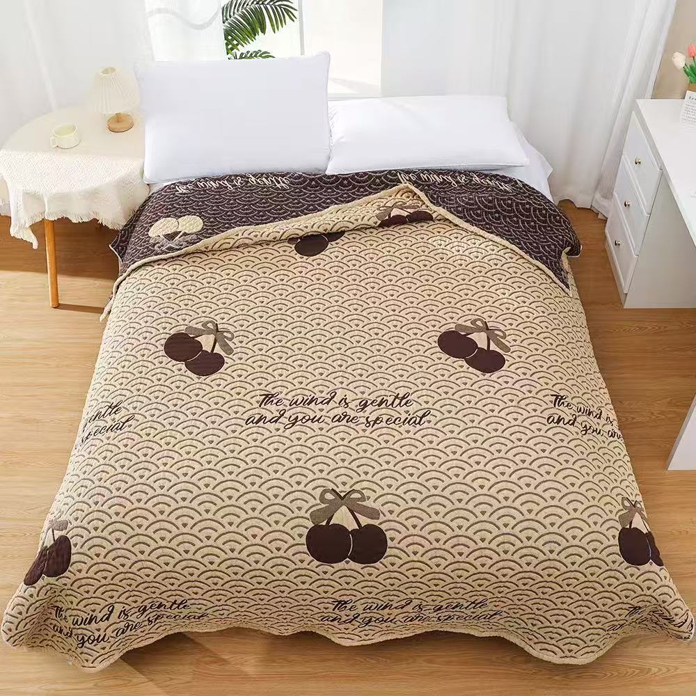 【贝壳樱桃】200*230纯棉纱布柔软亲肤可铺可盖床盖