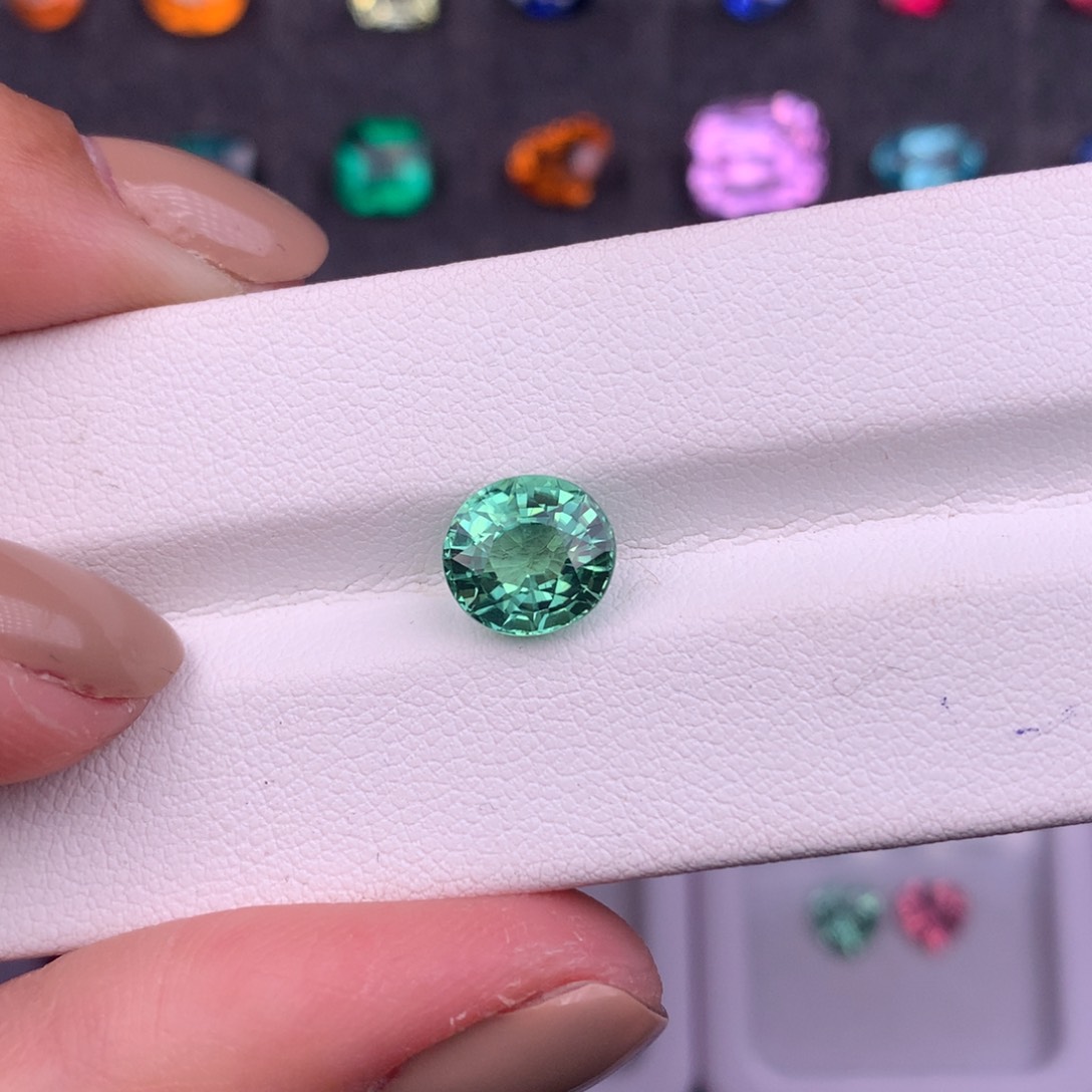 碧玺珠宝半成品未镶嵌2.59ct精品阿富汗薄荷绿碧玺全净