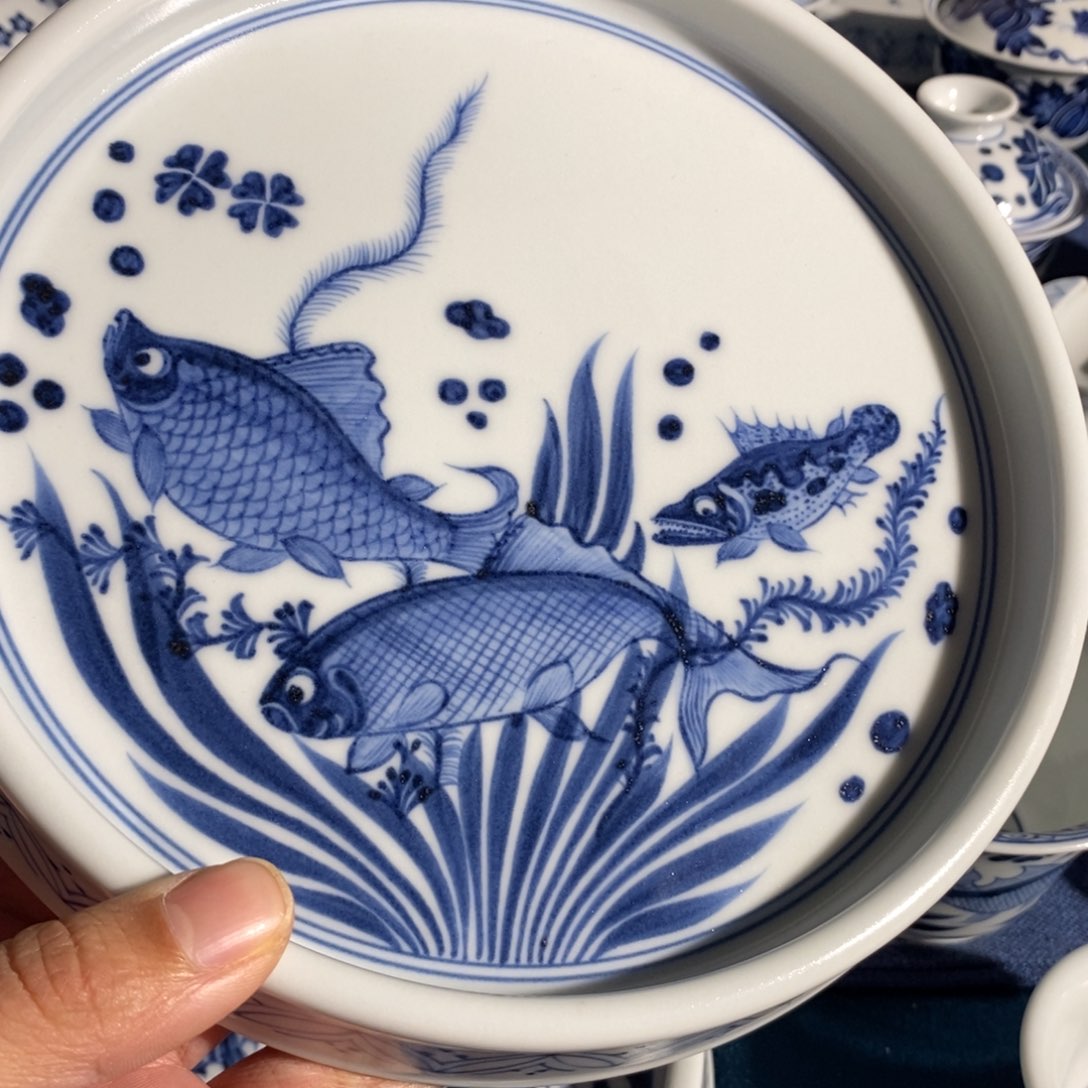 杯景德镇清仓特价手绘鱼藻
