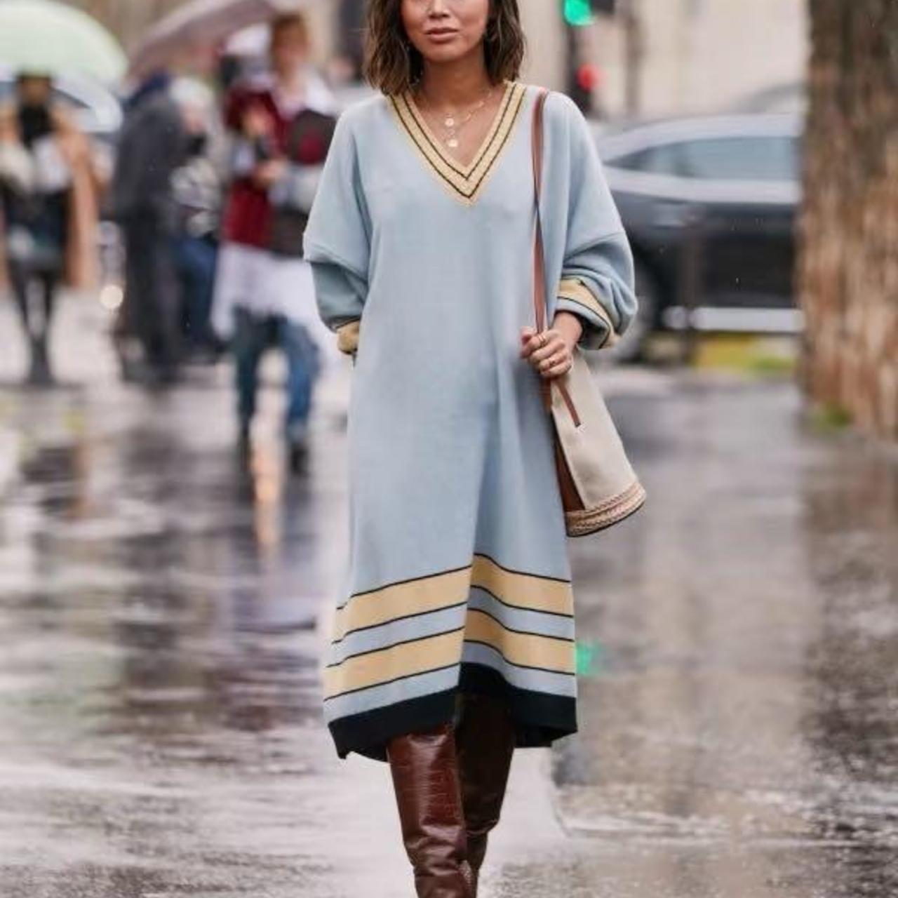 【Loewe 】#罗意威蓝色长款条纹针织衫  XS码