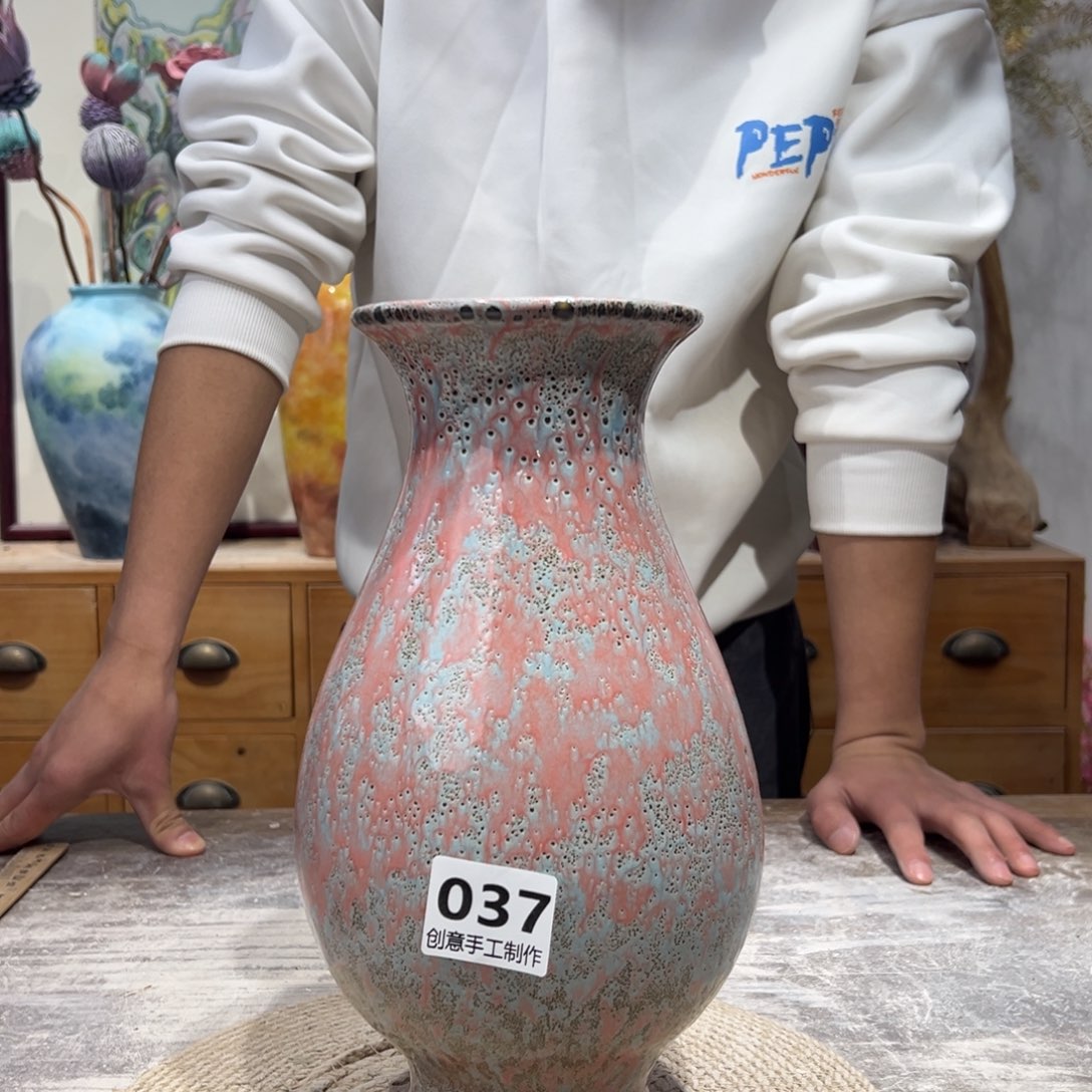摆件陶瓷花瓶高30口6