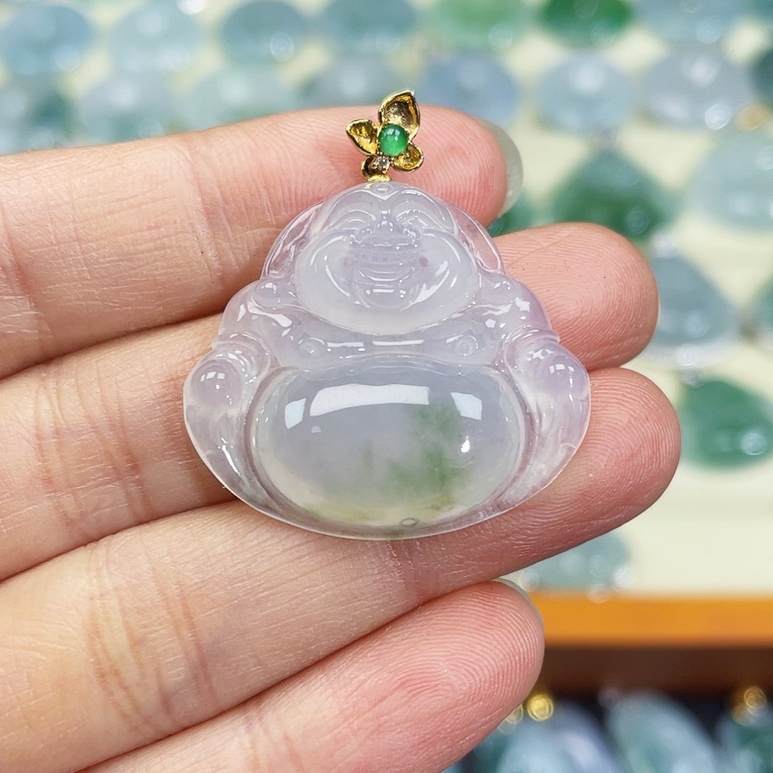 翡翠颈饰18K金镶嵌吊坠