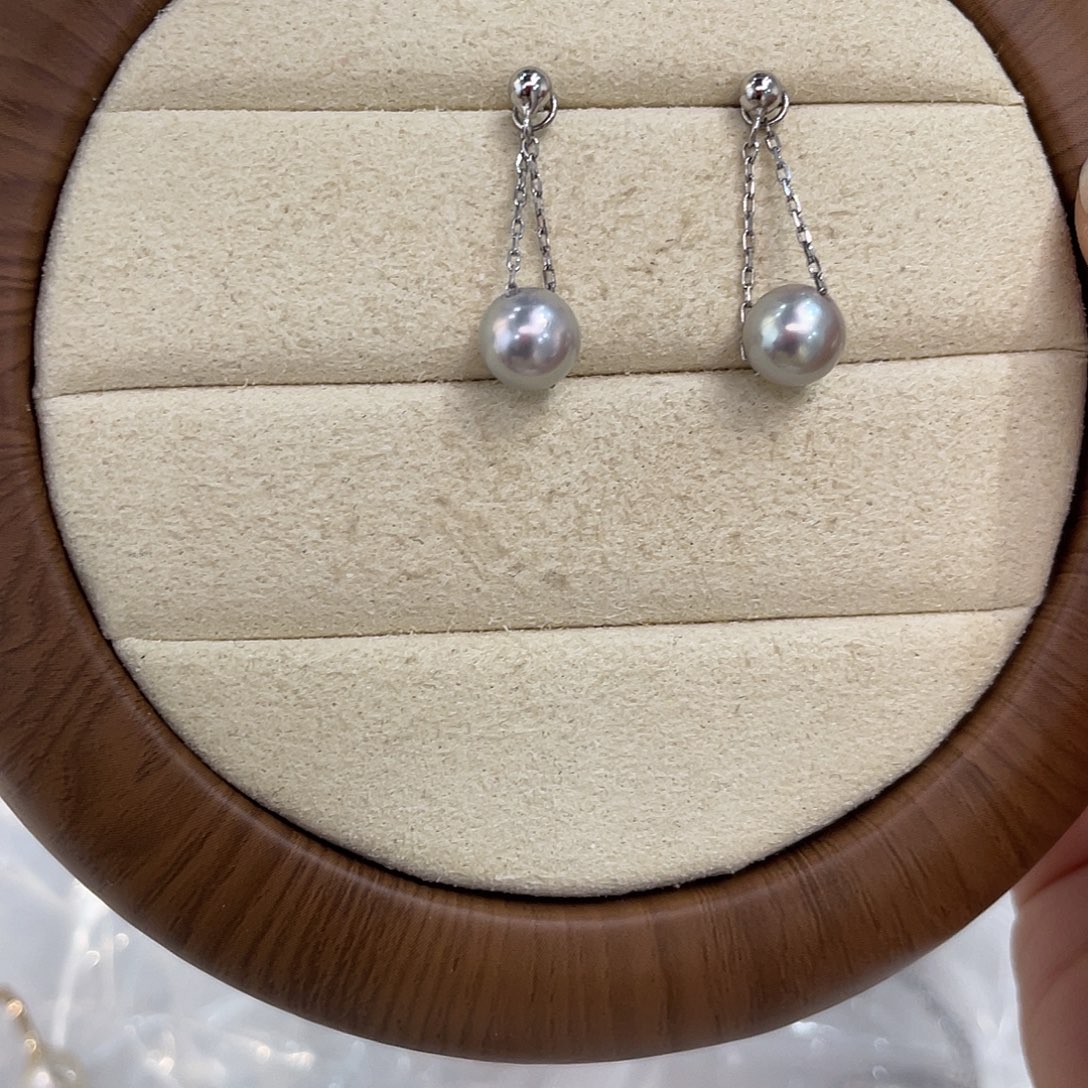 银S925镶嵌耳饰海水珍珠