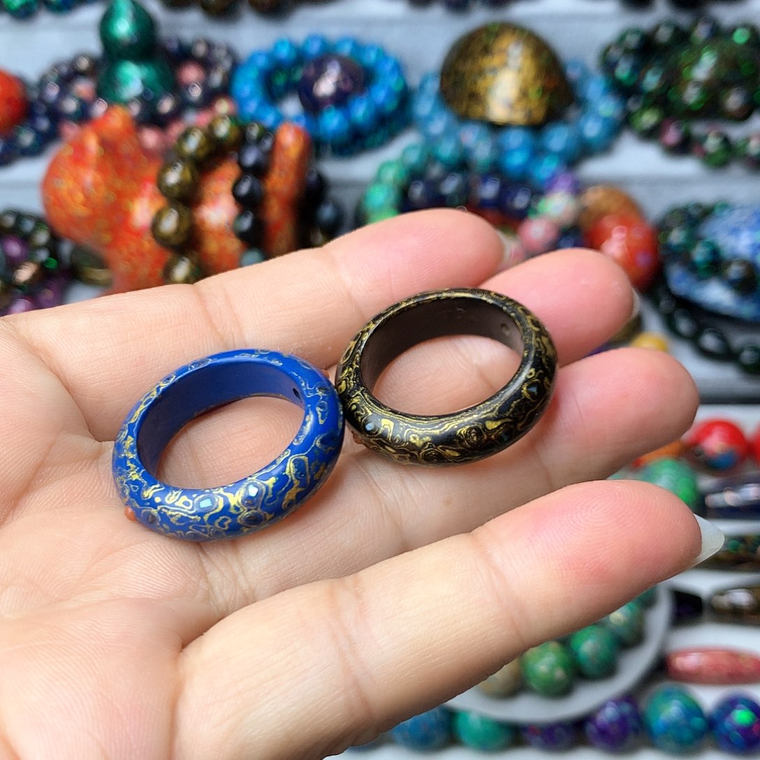 淡**尘大漆螺钿跑环两个特惠内径2.1+厘米