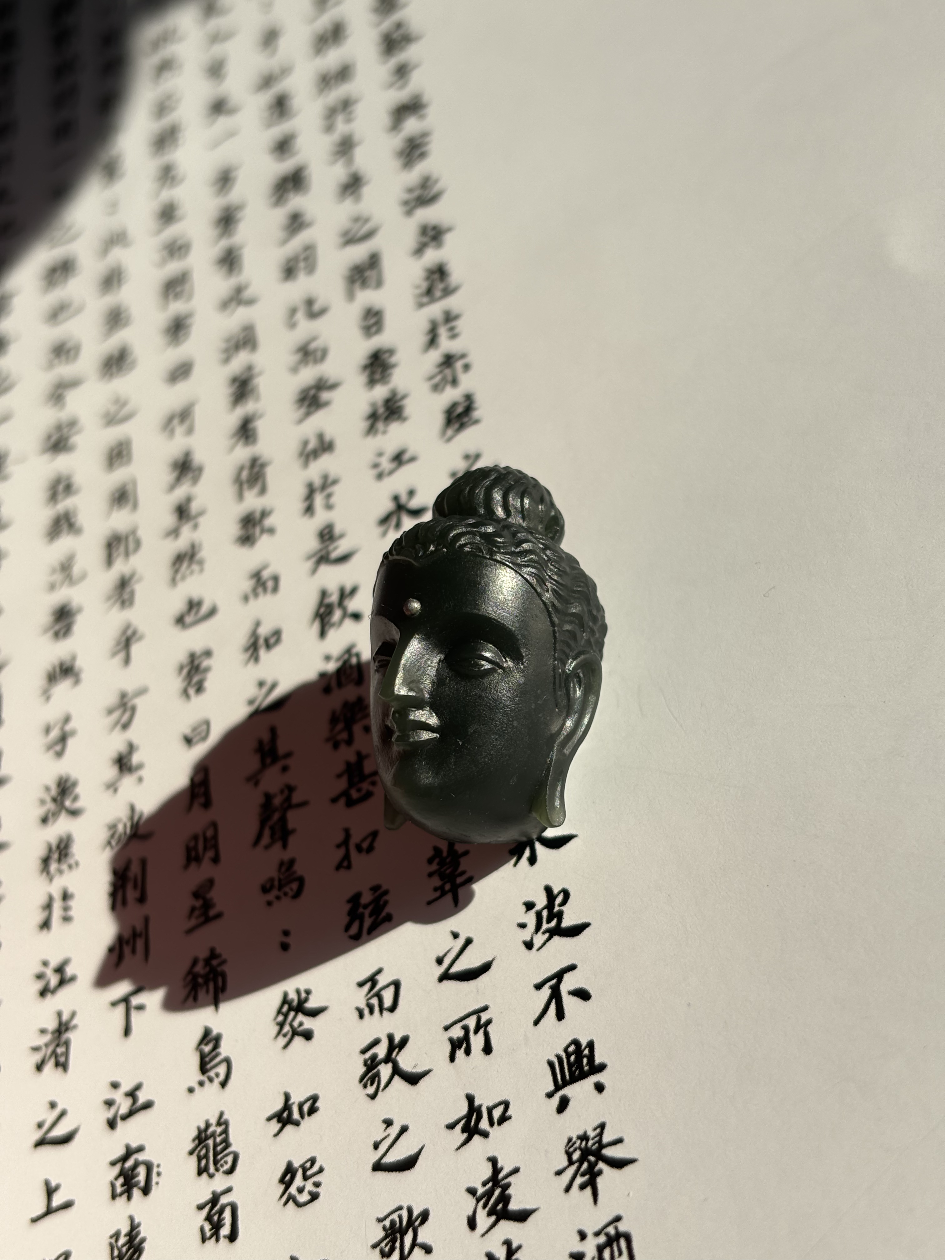 新疆和田玉黑青犍陀罗佛像挂件