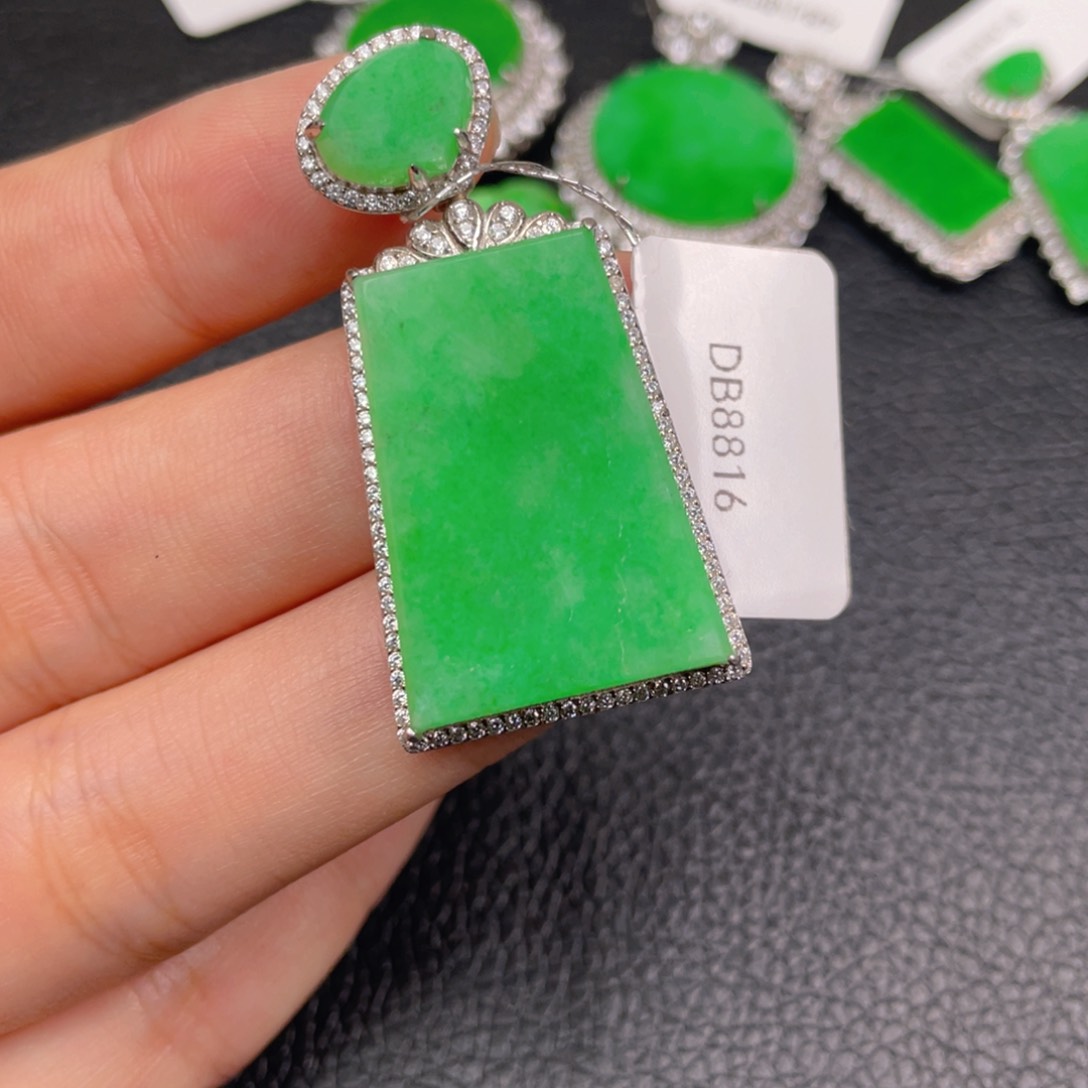 翡翠吊坠(不含链)银S925镶嵌