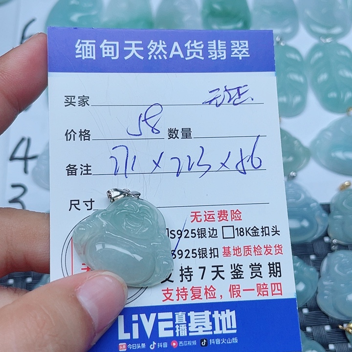 吊坠(不含链)银S925镶嵌翡翠缅甸a货翡翠