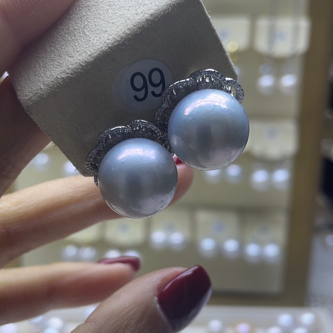 淡水珍珠耳饰银S925镶嵌