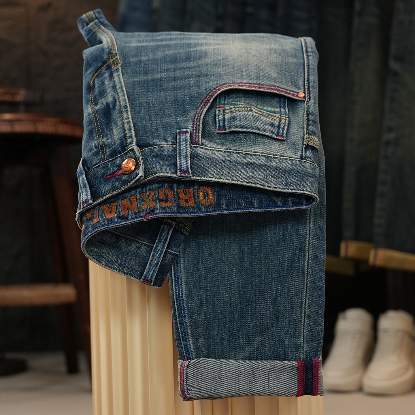 5333【三本针】秋冬季新款男士牛仔裤弹力修身小直筒美式休闲长裤子