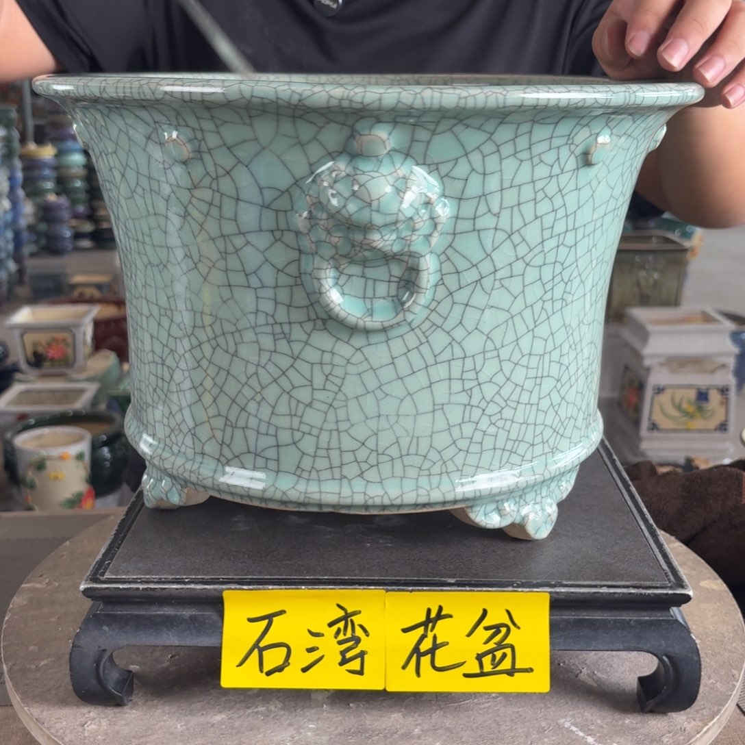 。一风堂石湾花盆 底部高温裂 内30^19