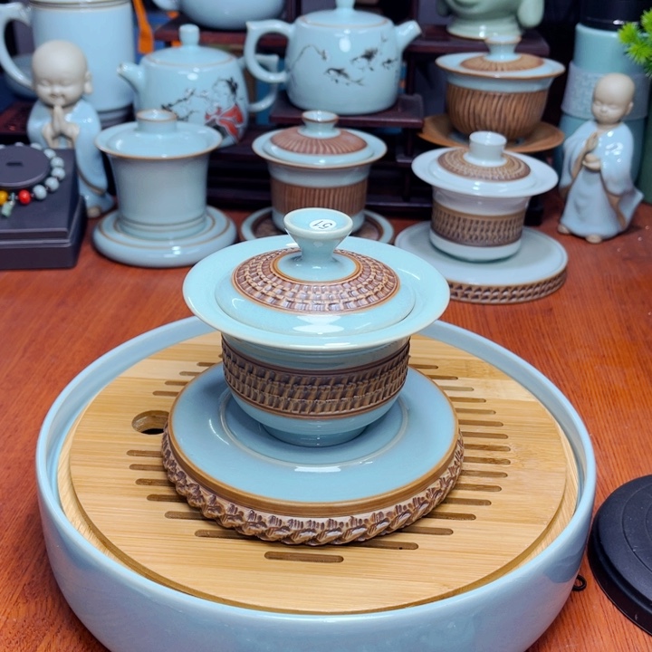 【闪购商品】汝瓷单壶，单壶的天青盖碗