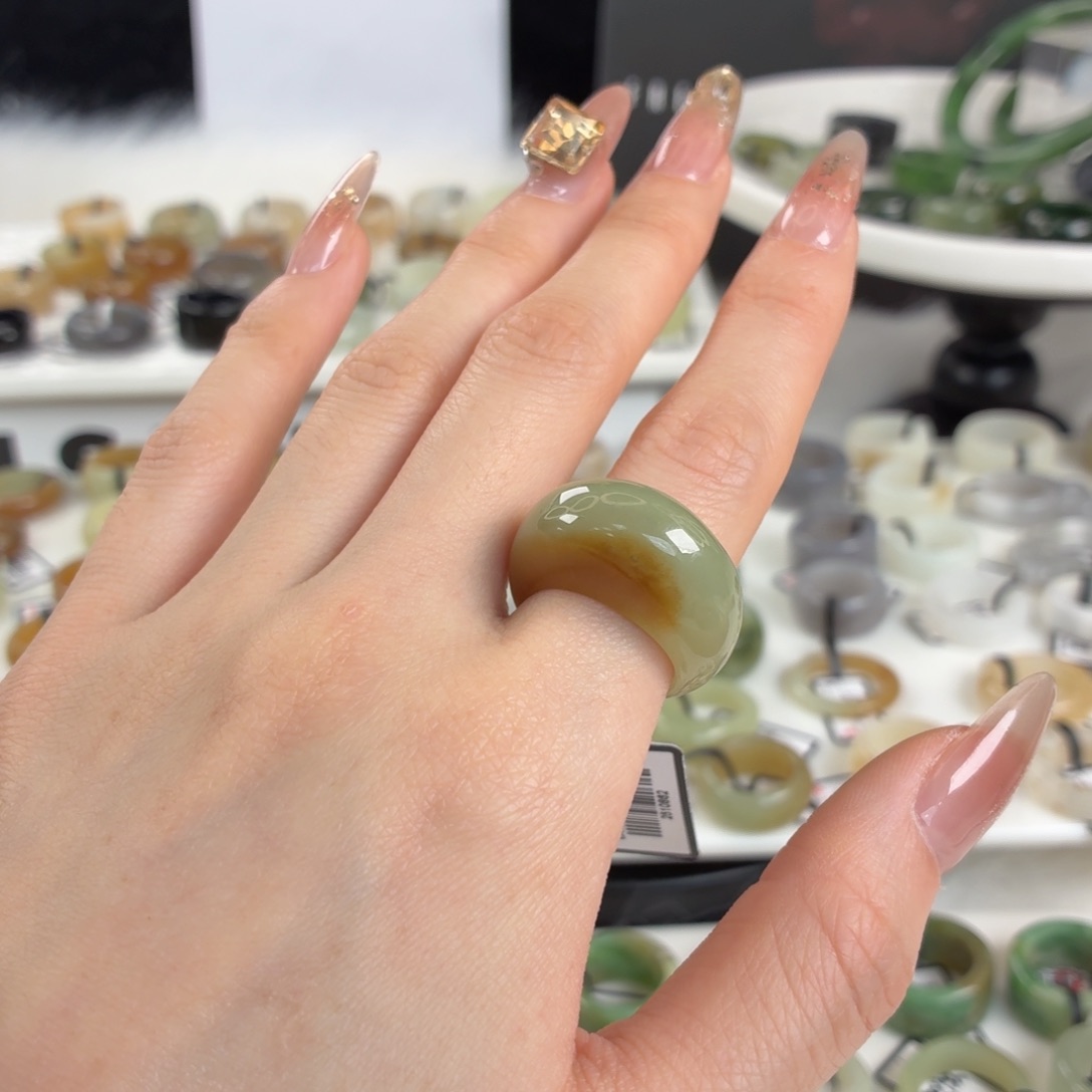 和田玉未镶嵌戒指z7糖晴馒头17.4