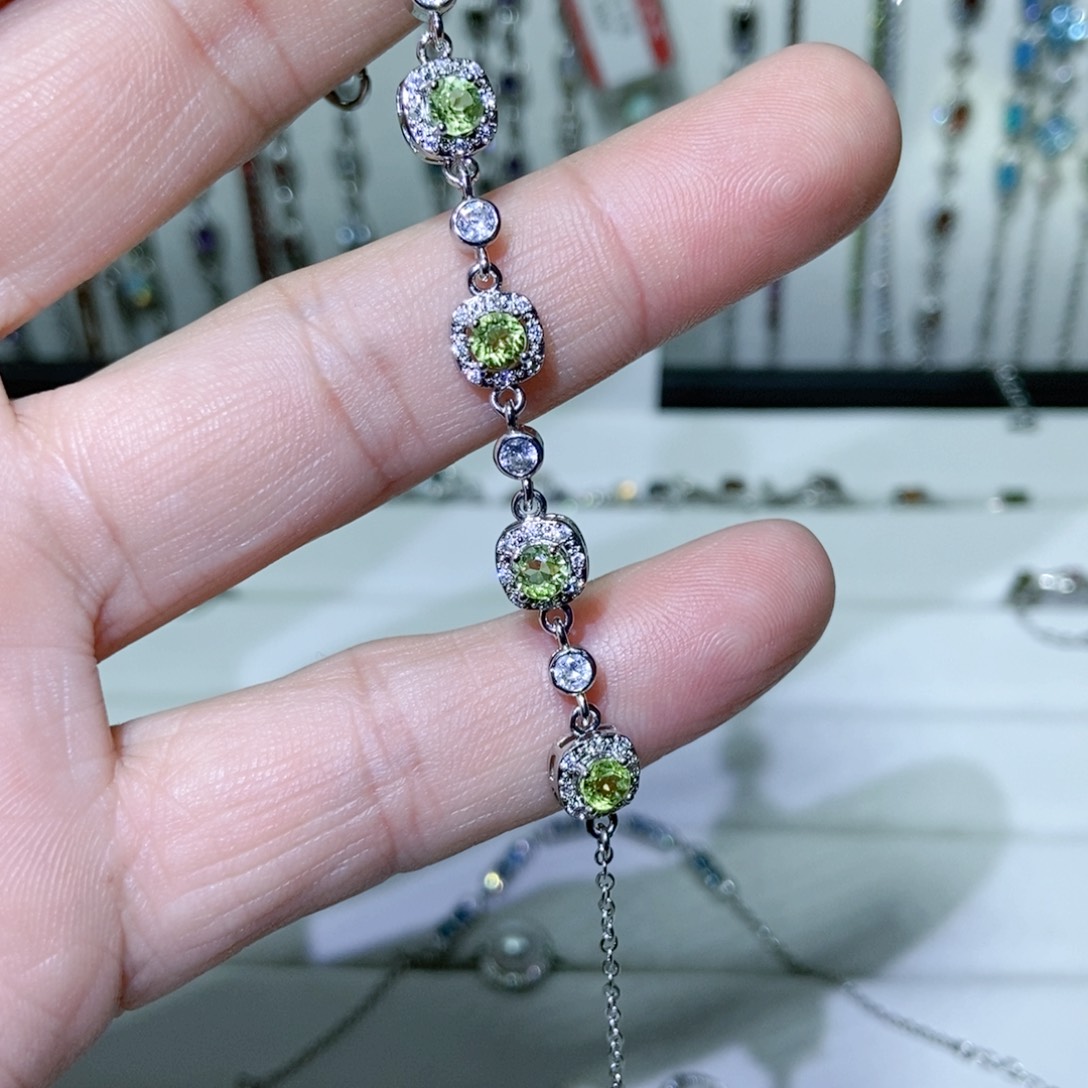 绿水晶戒指银S925镶嵌1*.