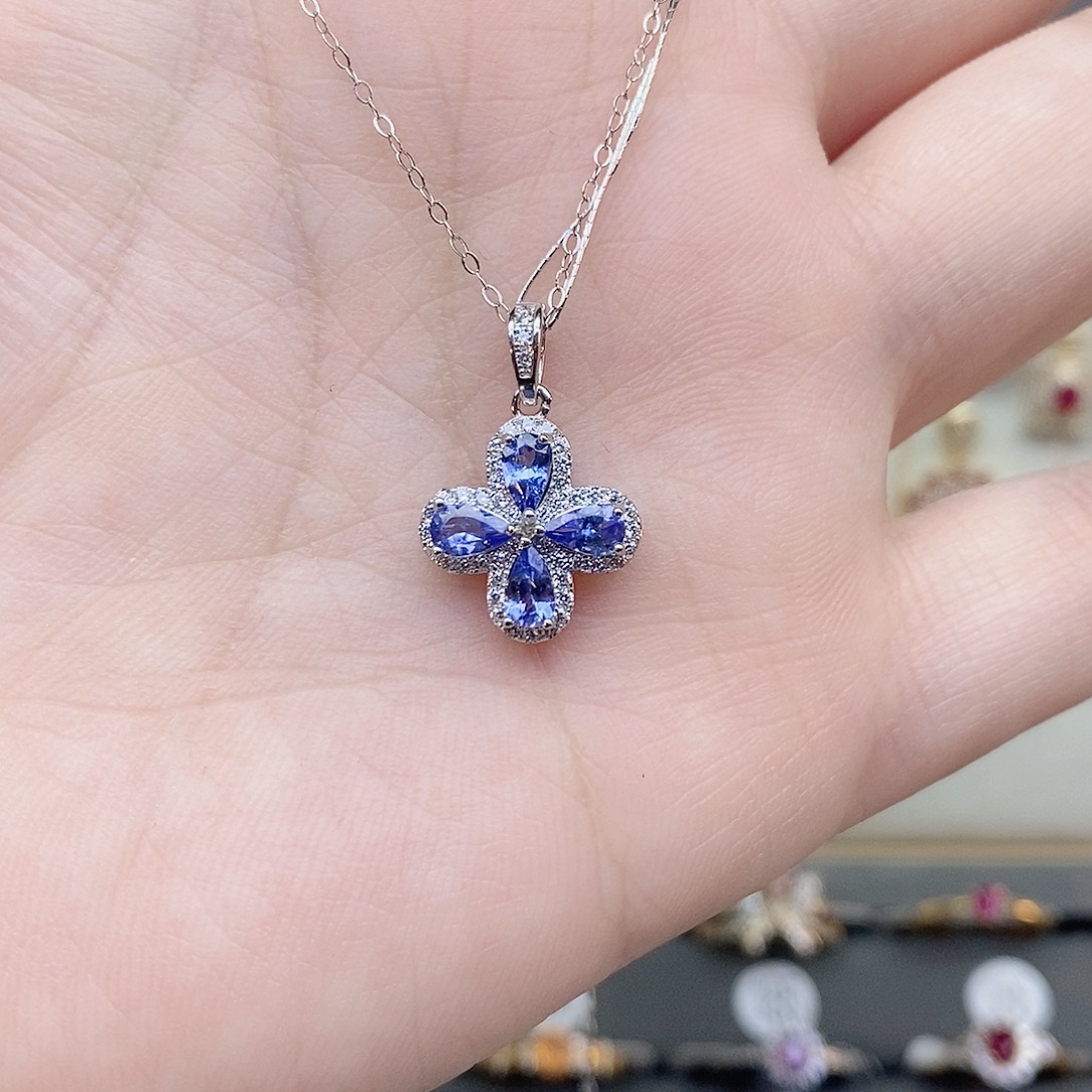 银S925镶嵌坦桑石吊坠(赠链)