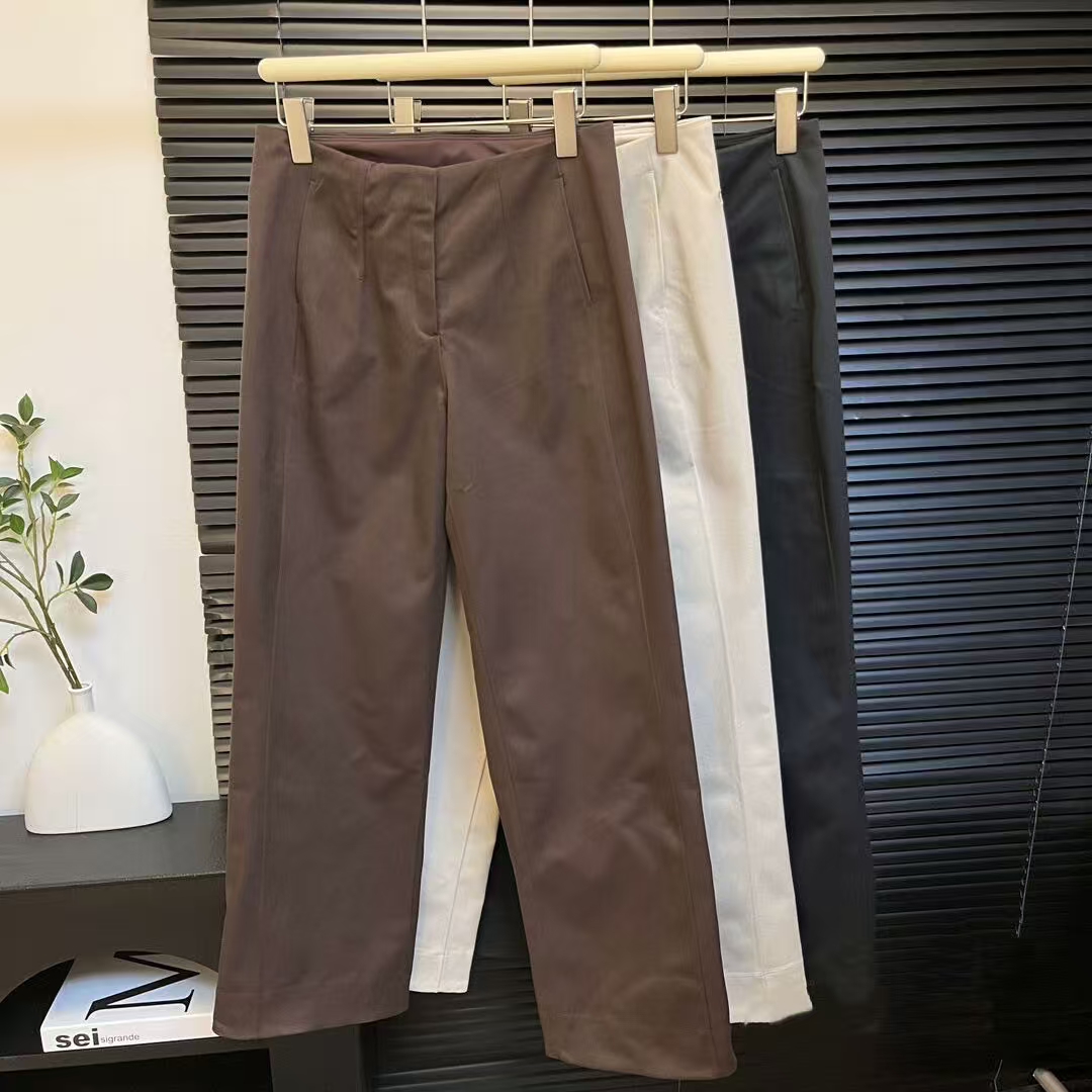 lu同款女宽松裁剪中腰窄版阔腿裤