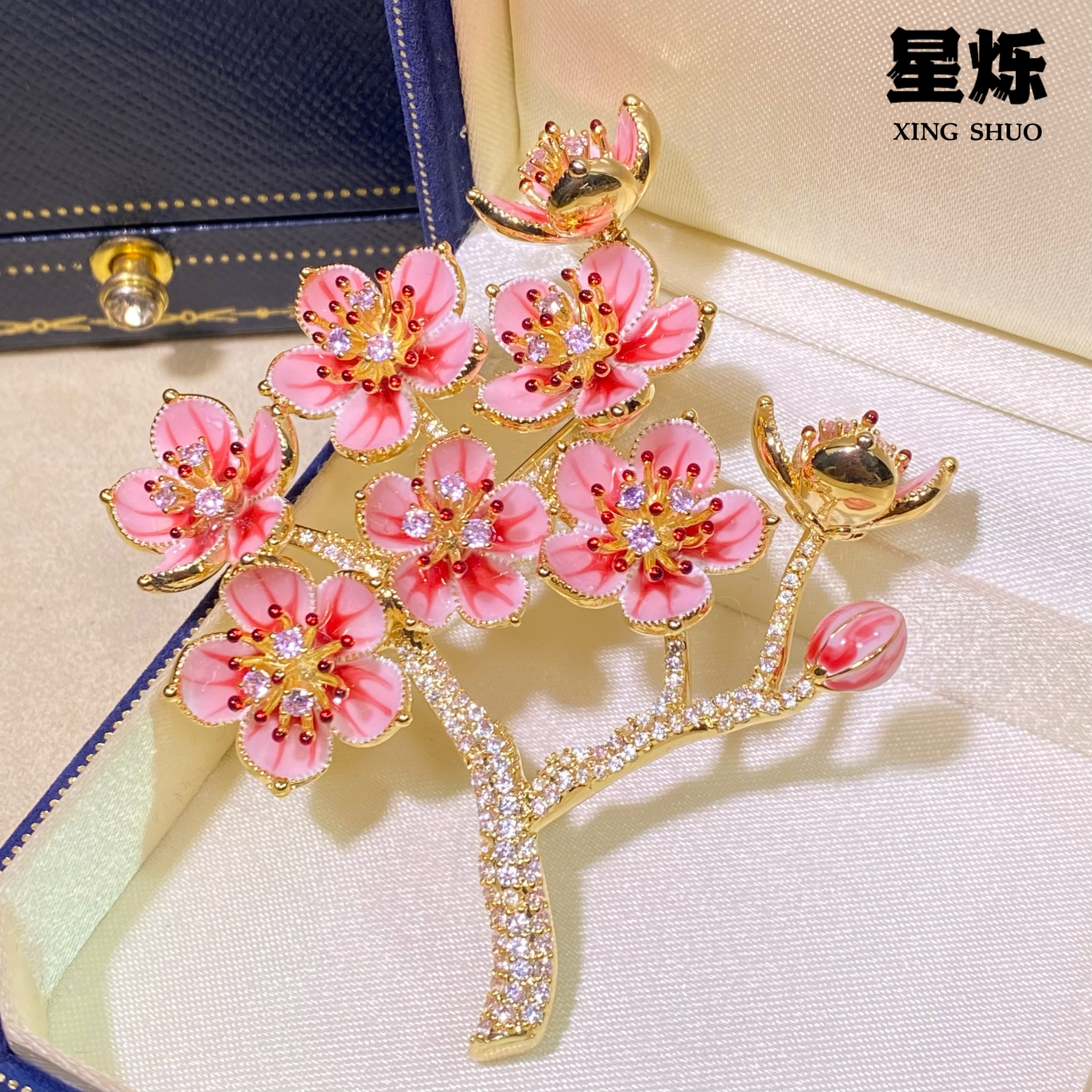 铜合金胸针 【高定红梅】高档定制国风设计师百搭大衣西装胸花9028