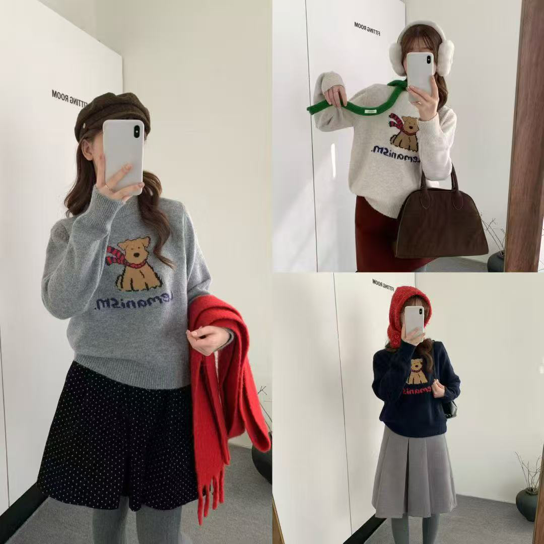 【MIDUO米多】（狗狗半高领毛衣）女士秋冬季长袖针织毛衣