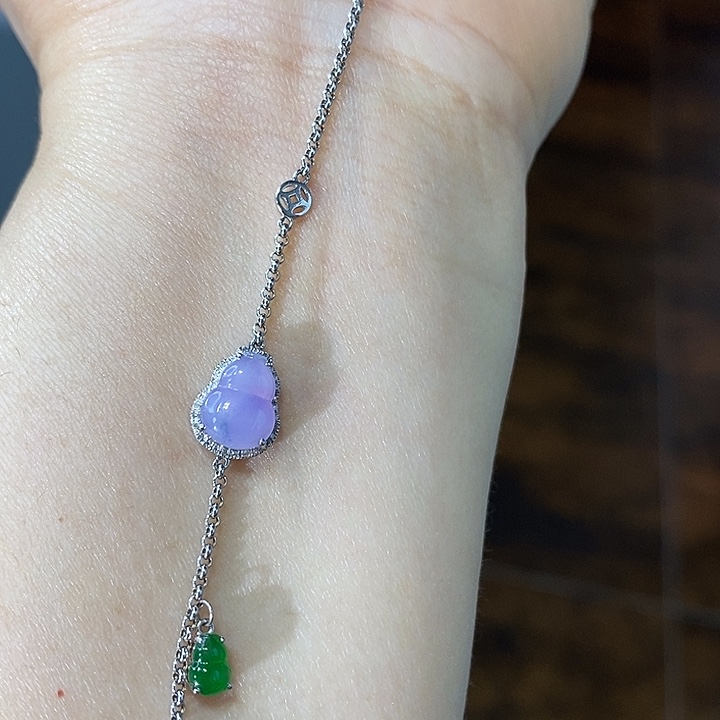 翡翠18K金镶嵌手链葫芦