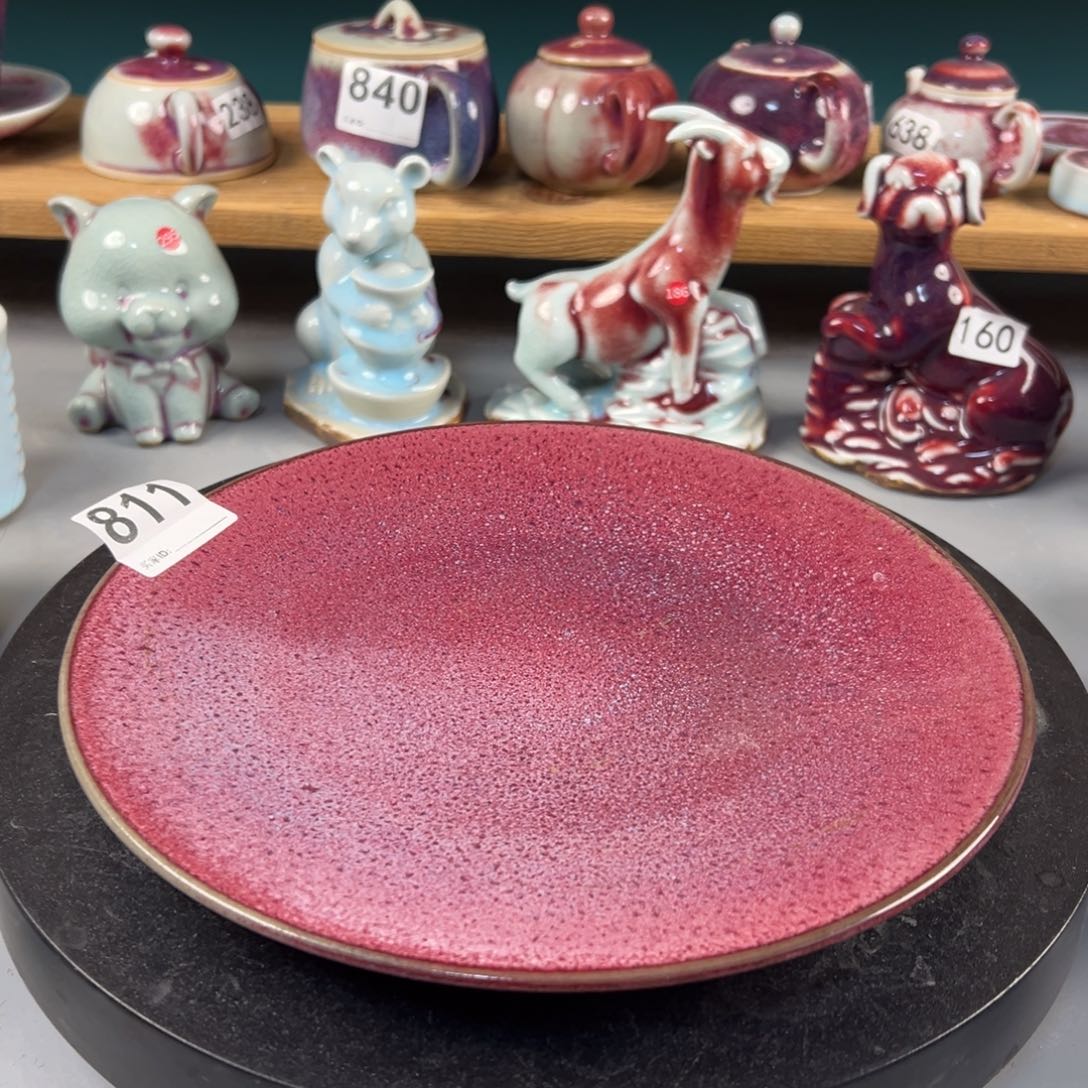 瓷片微瑕大果盘玉石釉纯手工