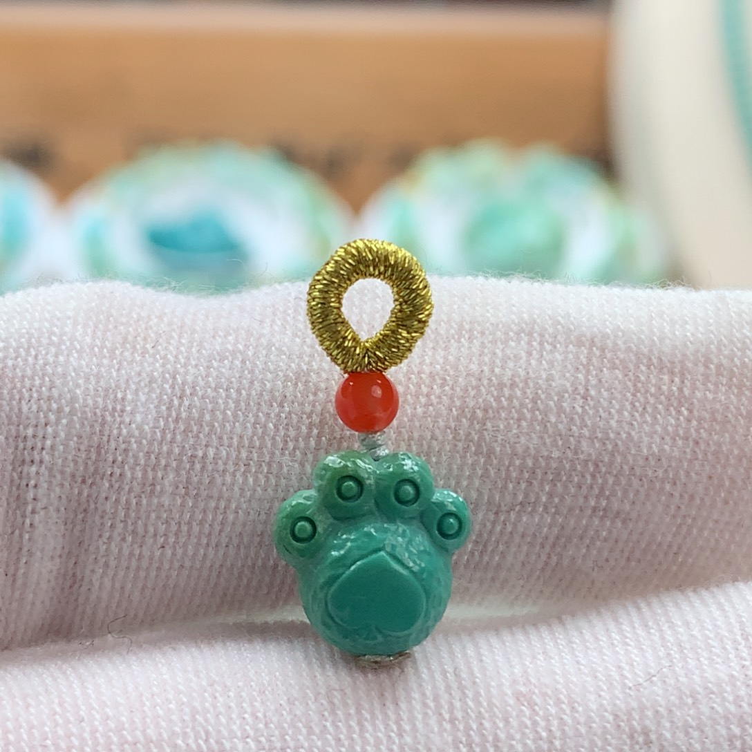 绿松石未镶嵌原矿绿松石小猫爪配饰