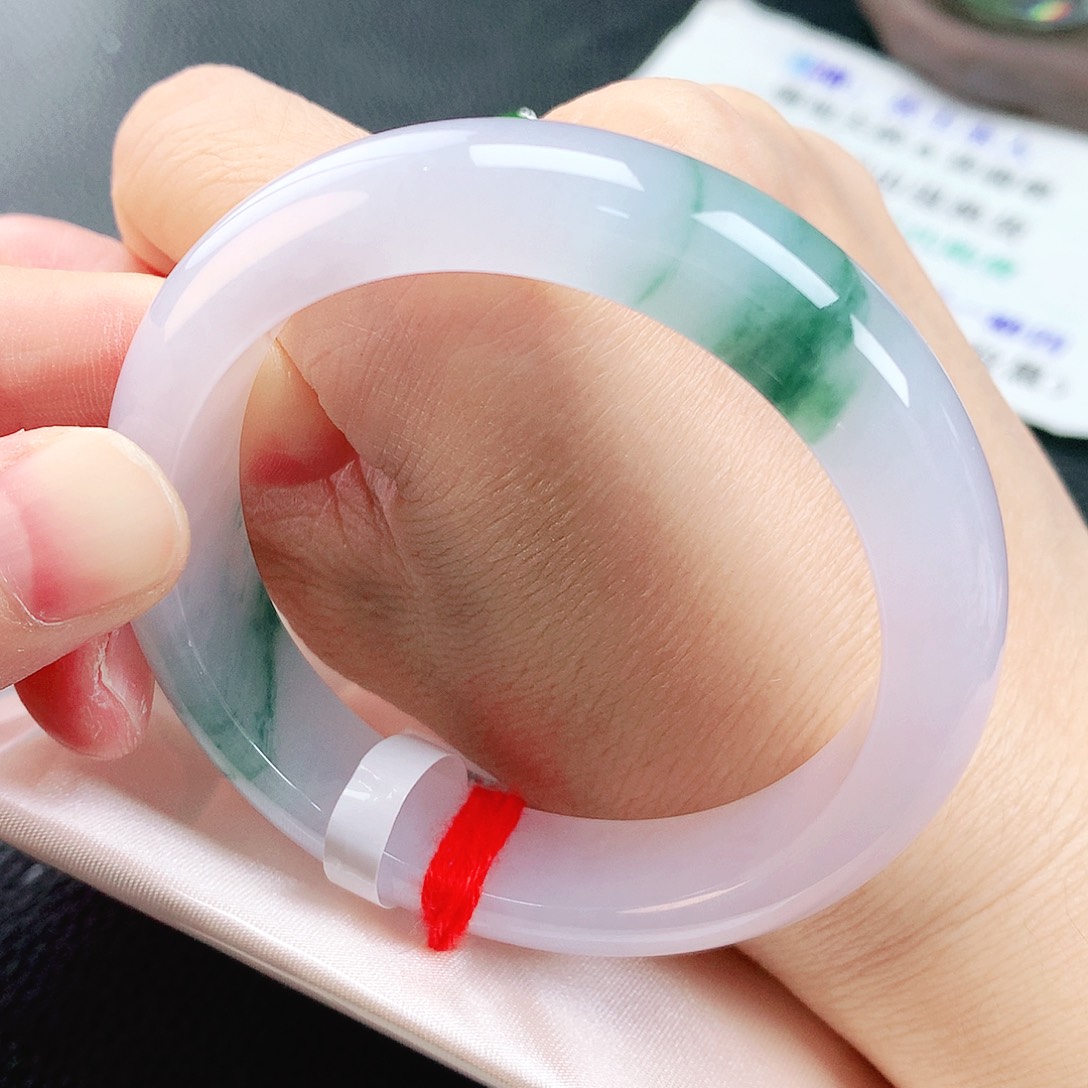 未镶嵌手镯翡翠54冰绿花