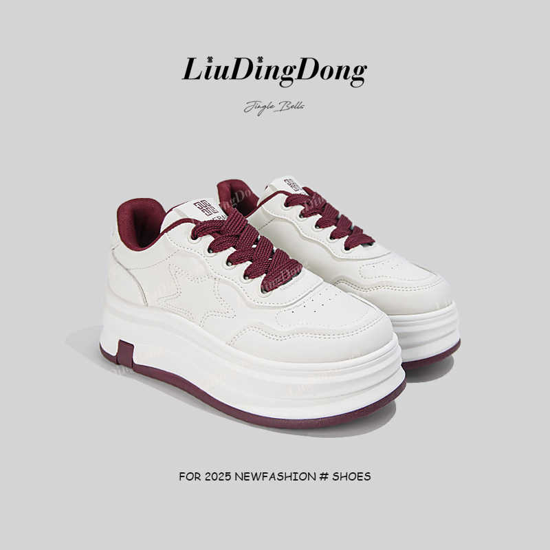 【刘叮咚女鞋】厚底小白鞋女鞋2025春季新款松糕面包百搭1688