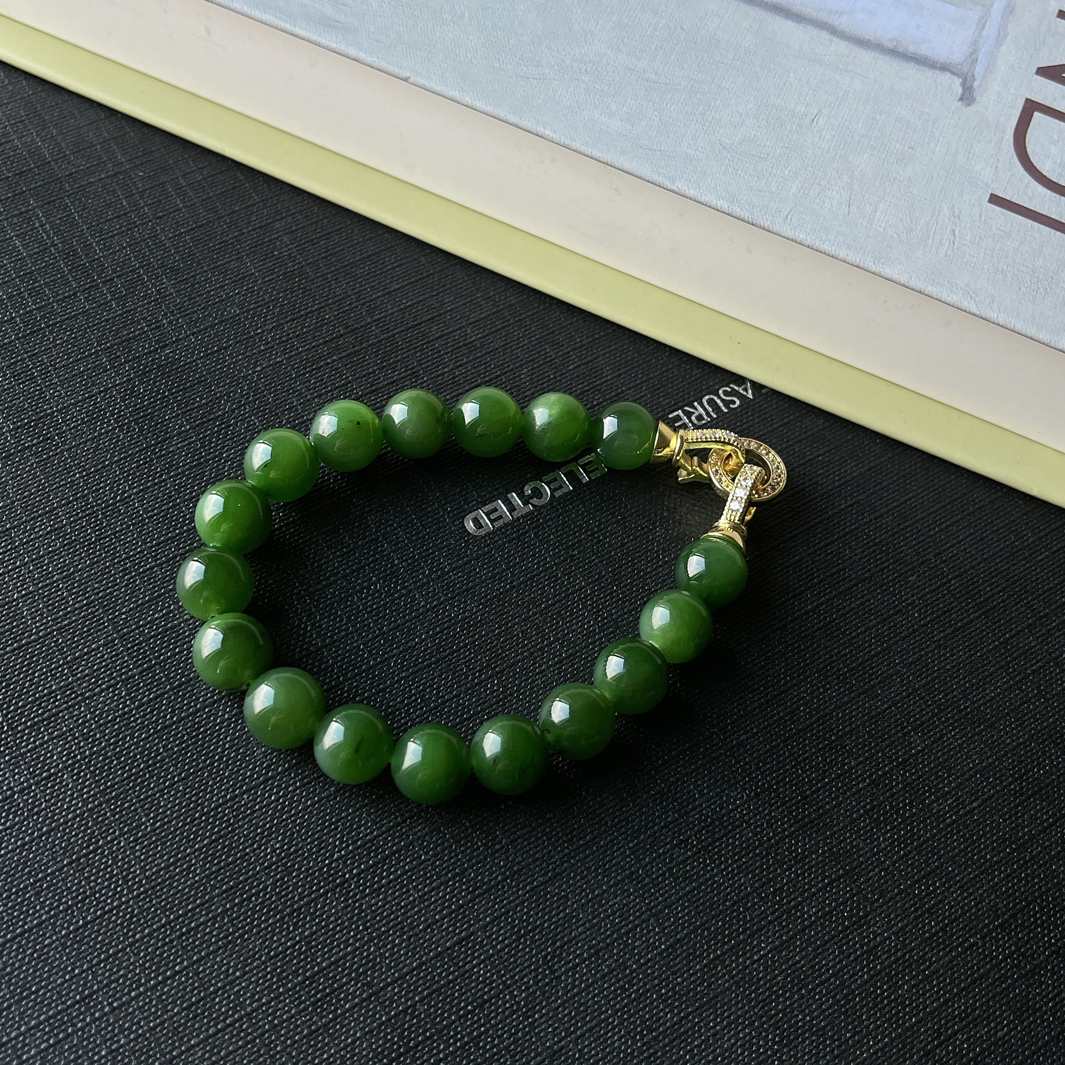 【晶雁优选】9~10mm和田玉碧玉手链百搭气质